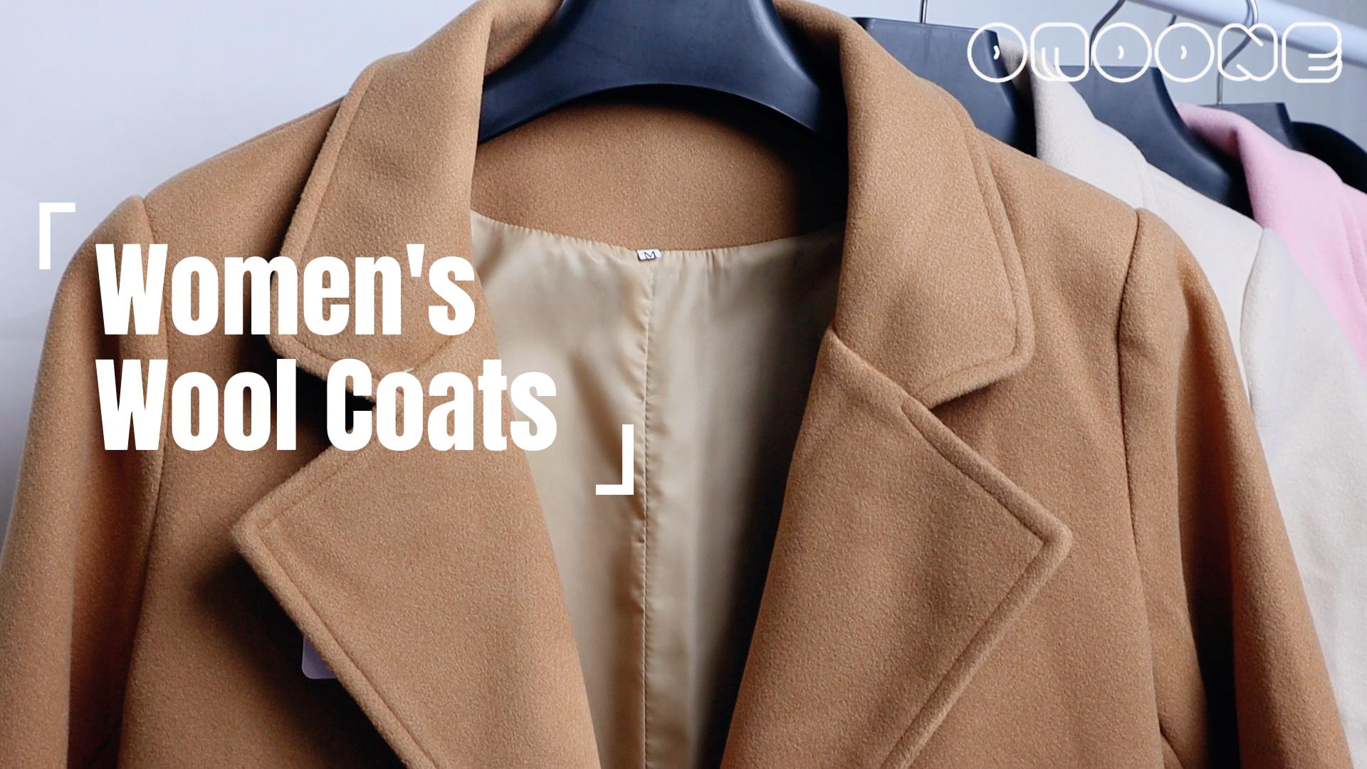 Amazon.com: Omoone Women's Winter Wool Blend Coat Notch Lapel Mid