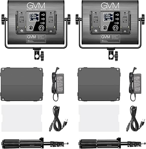Miniatura 6 de GVM - Luz de video LED RGB con kits de iluminación, panel de luz LED 680RS 50W con control Bluetooth, 2 paquetes de iluminación de fotografía para