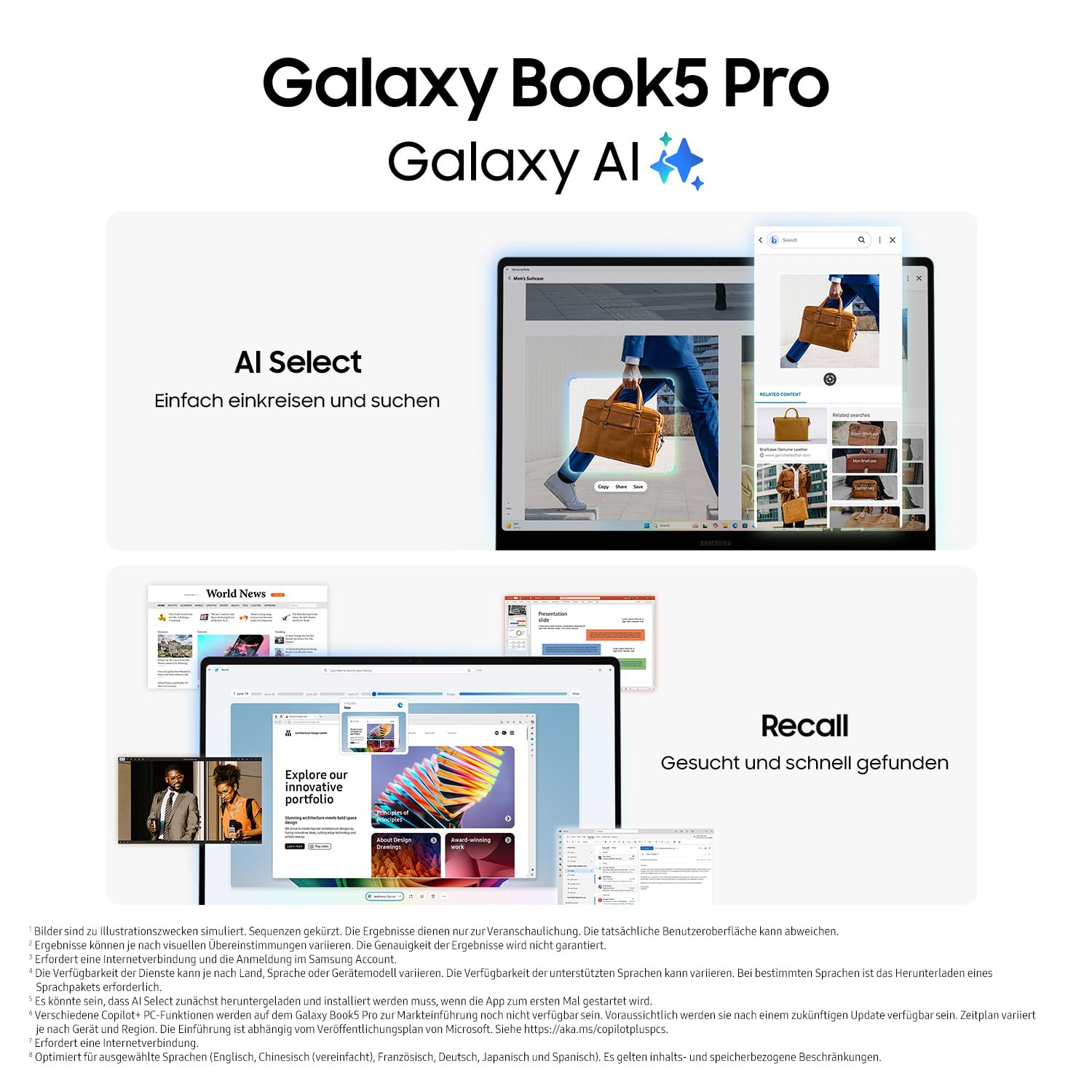 Samsung Galaxy Book5 Pro AI-Laptop, 16-Zoll-Display, AI-Notebook mit Intel Core Ultra 5 Prozessor, 16 GB RAM, 512 GB Speicher, Copilot+ PC, Moonstone Gray, 3 Jahre Herstellergarantie