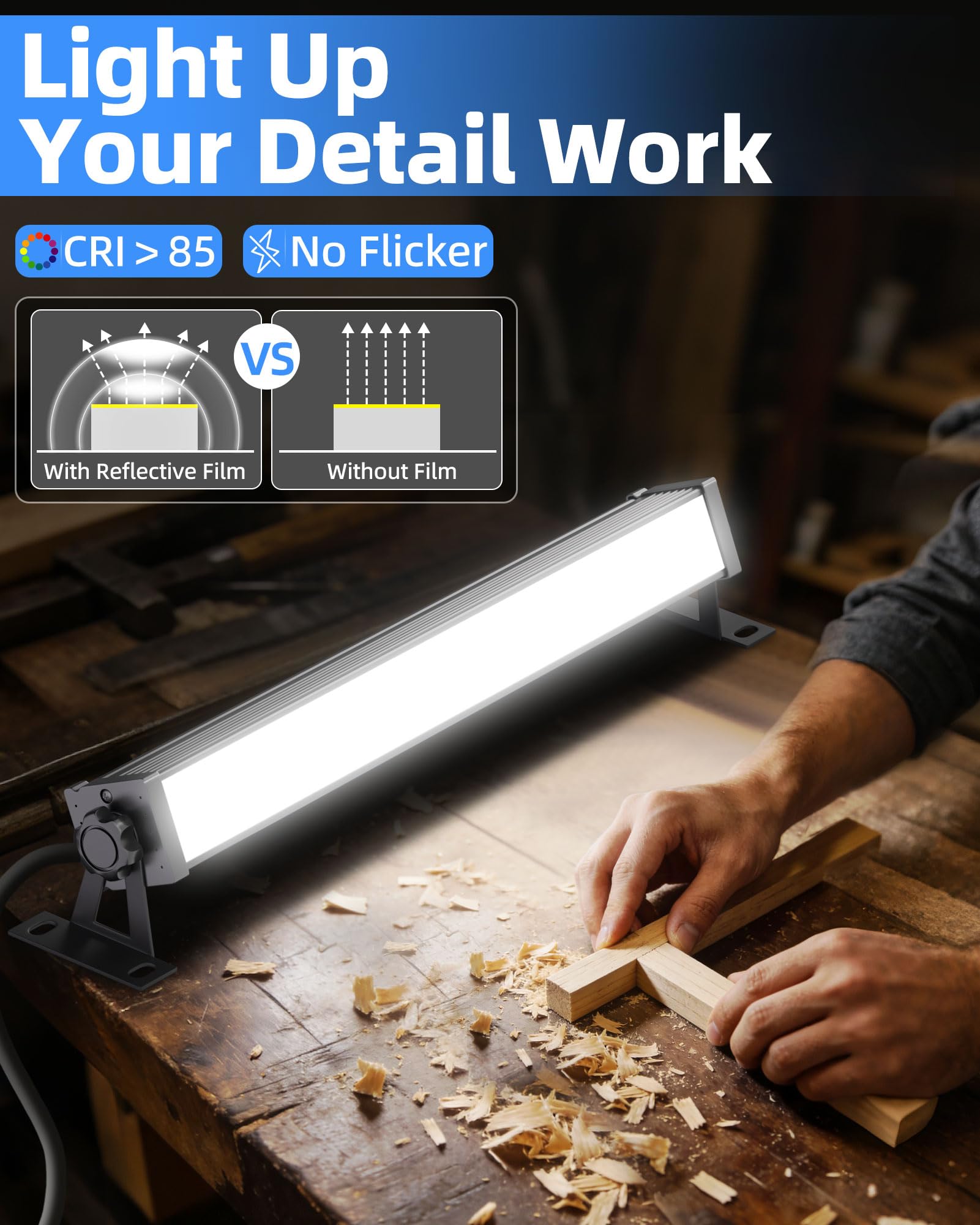 40W LED Shop Light 5400LM Brighter Plug in Garage Light with On Off Switch 6 6FT Cord 6000K — view 3