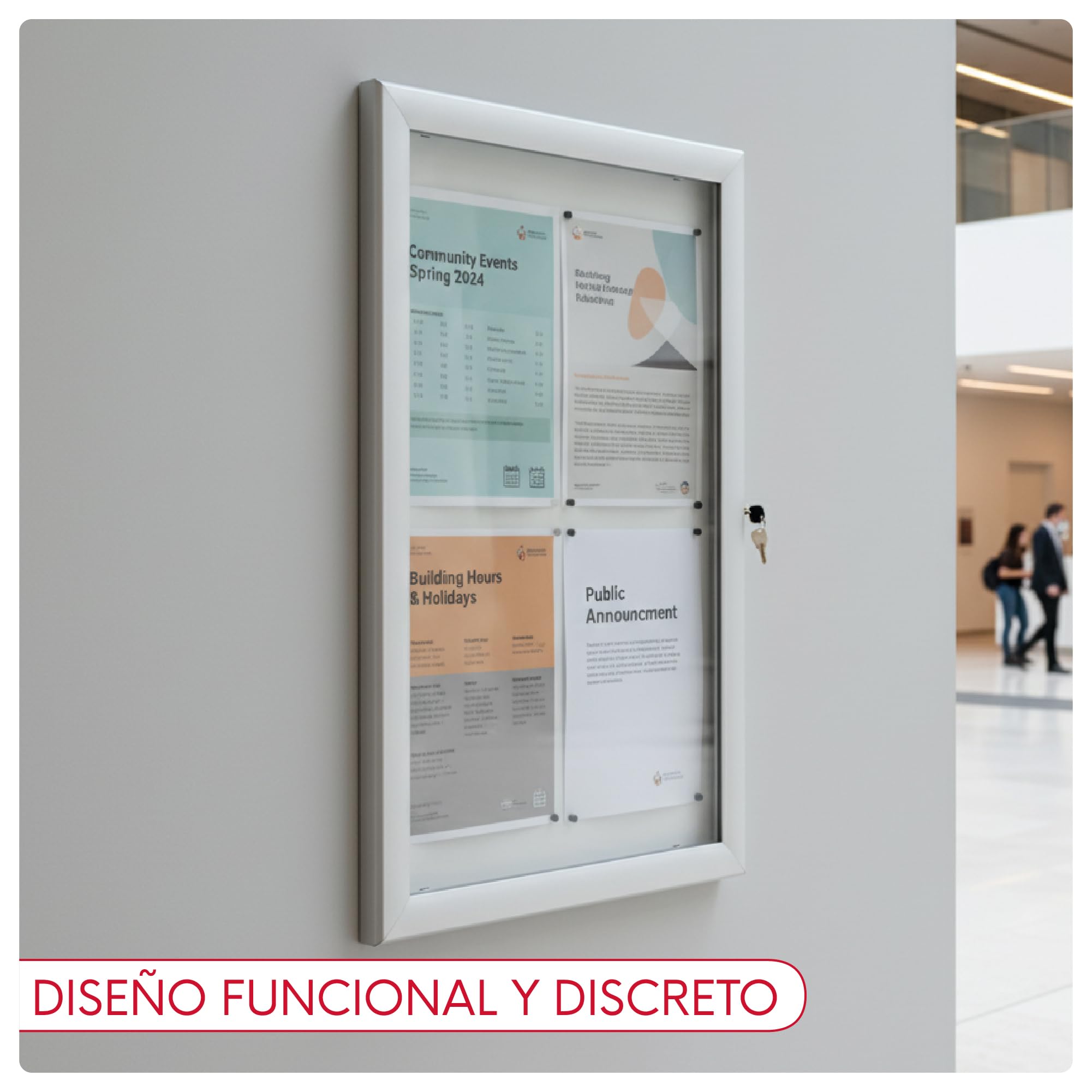 Vitrina Universal para Gráficas de Formato A1 | Tablón de Anuncios con Cerradura | Panel Expositor de Pósters en Aluminio y Metacrilato | Para Oficinas, Restaurantes, Comunidades