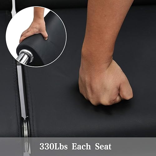 Miniatura 6 de Sillas de sala de espera sillas de recepción, banco de piel sintética negra con reposabrazos para aeropuerto, hospital, banco, salón de peluquería