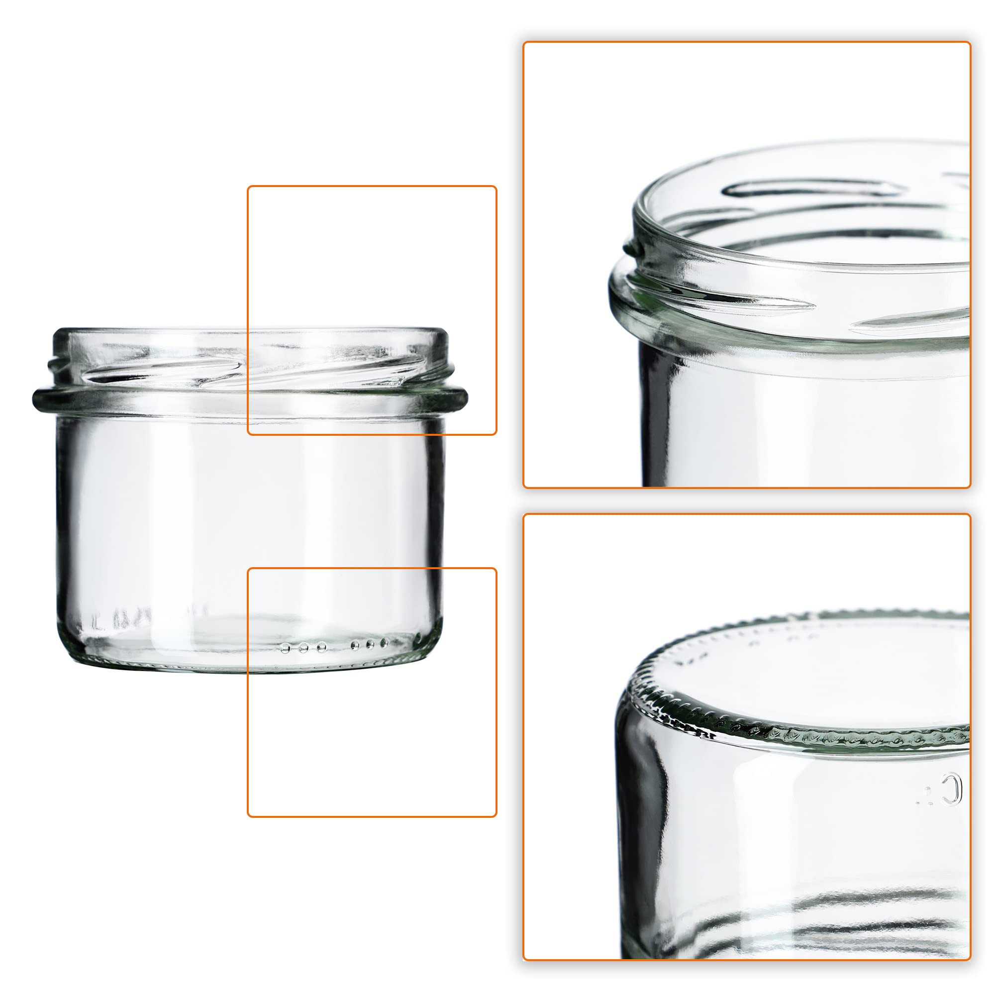 KADAX Set di 50 vasetti per marmellata in Vetro 235ml Ø82 Blu/Bianco – Tappo a Vite ermetico, per marmellate, Miele, confetture e bomboniere