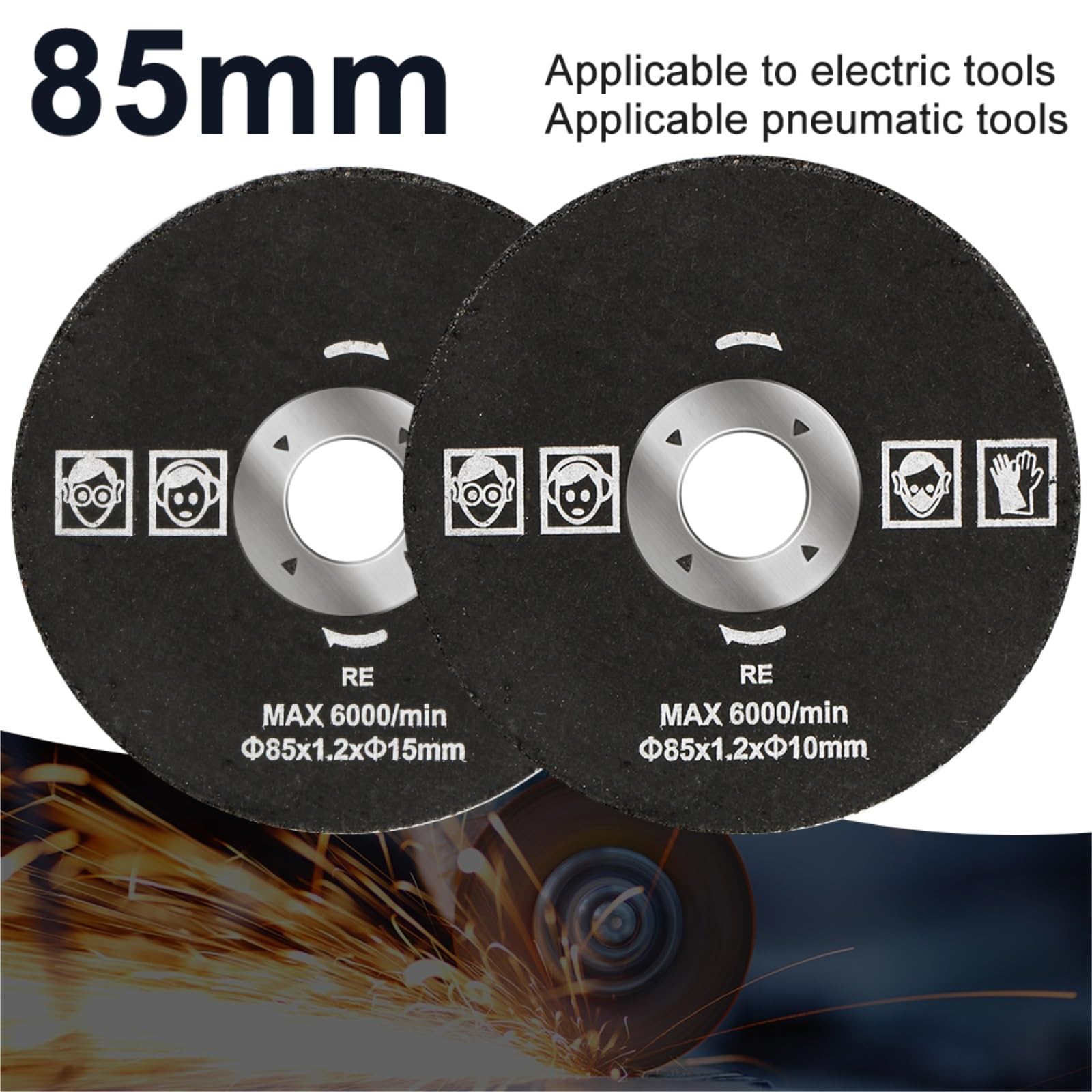 Brzeszczot do cięcia metalu 1PC brzeszczoty do pił 85mm tarcze tnące 85x10/15mm okrągła ściernica żywiczna cięcia metalu tarcza fibrowa narzędzia ścierne(85x1.2x10mm,5pcs)
