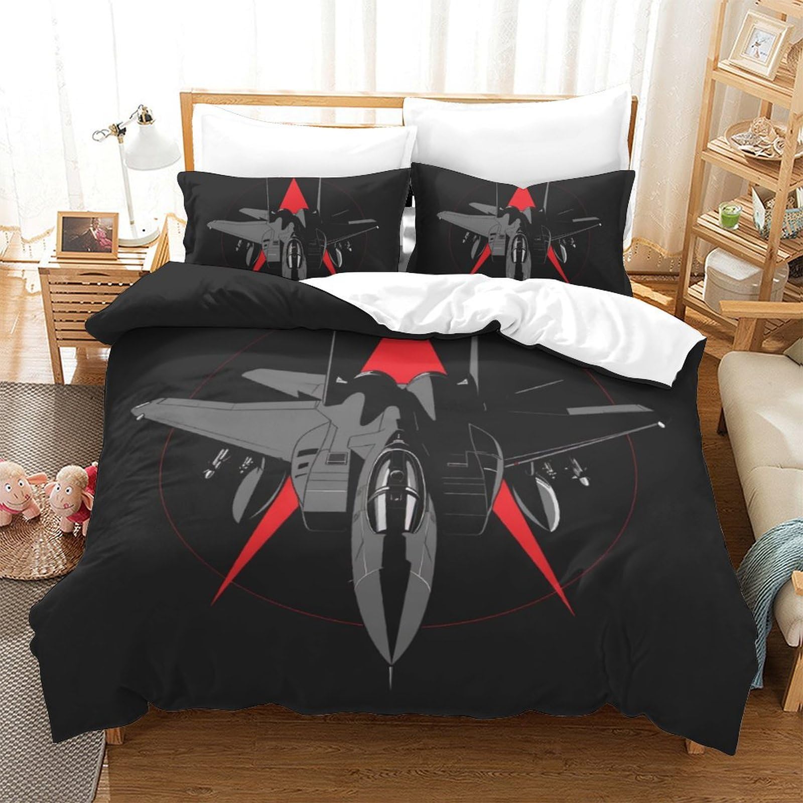 Linge de lit avion de combat parure de lit 200 x 200 microfibre douce