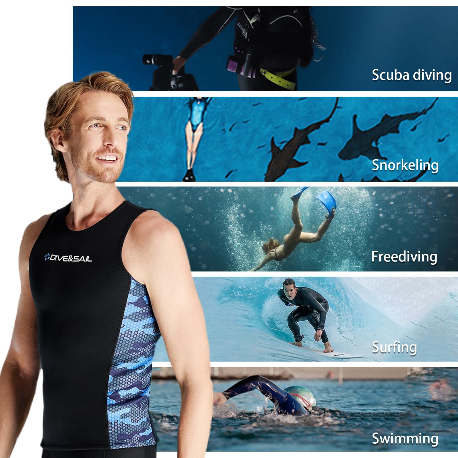 Giubbotto Muta, Top Surf in Neoprene, Camicia a Manicotto Senza Maniche, Ideale per Nuotare, Immersioni