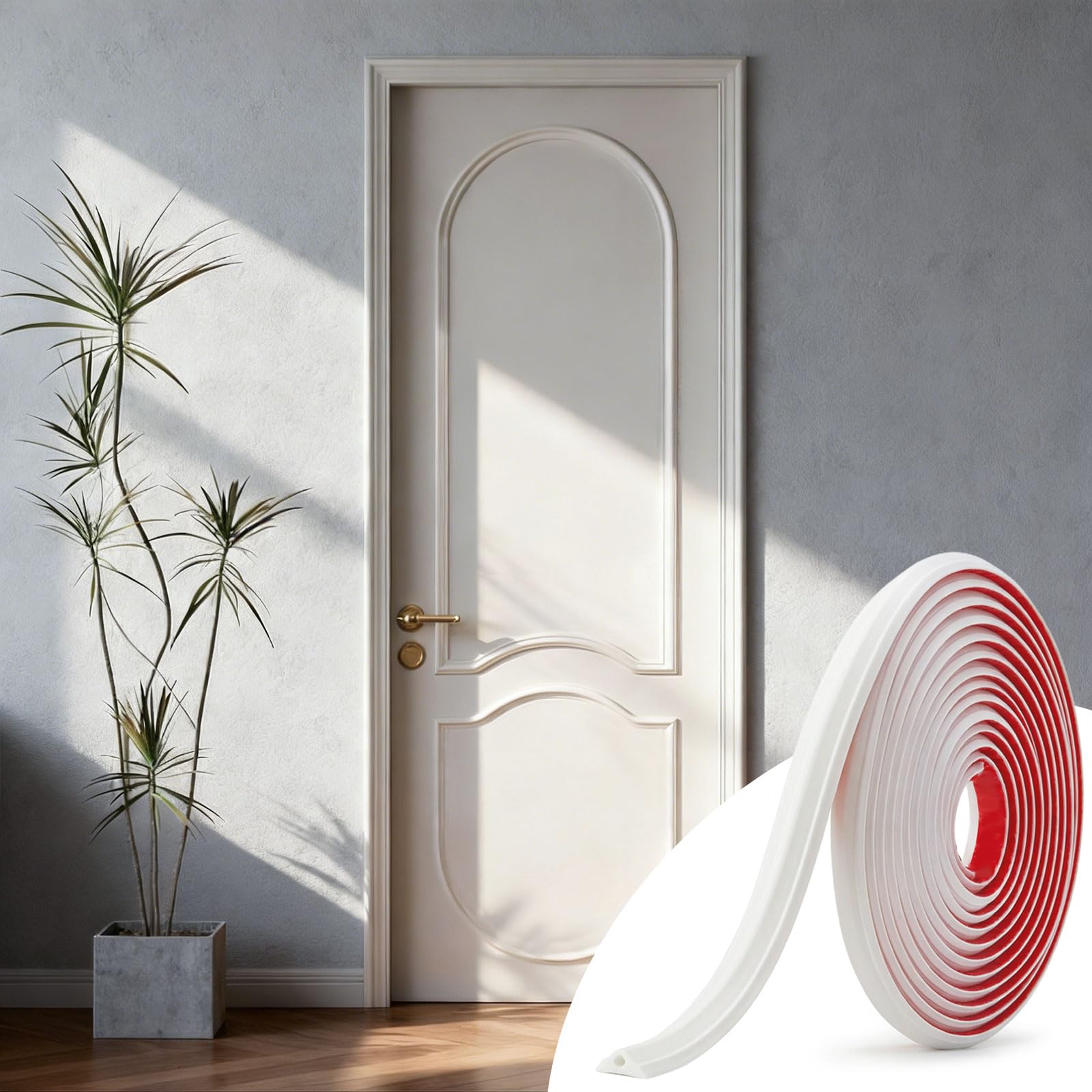 JSIWOTH Peel and Stick Flexible Wall Moulding Trim, 6.1M Thick 3D TPE Self Adhesive Trim for Wainscoting/Picture Frame Wall, Waterproof, Easy Cut & Install, White