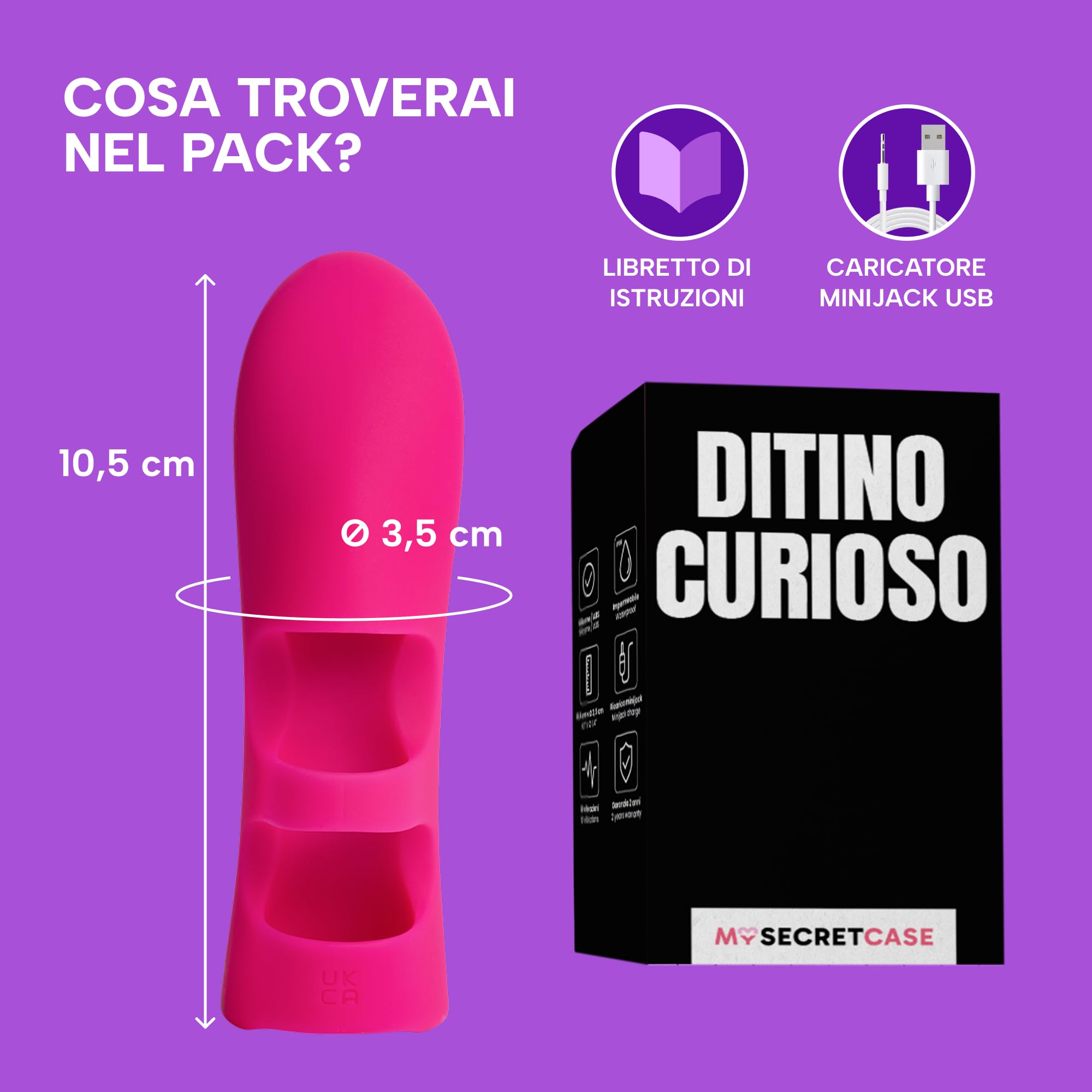 MySecretCase Vibratoreper Donna Piccolo Stimolatore Clitoride Femminile Da Dito Vibratore Clitoride Mini Formato 10 Vibrazioni USB IPX6 Precisione Mirata Sexytoysys Coppia Sexytoysys Donna Silicone