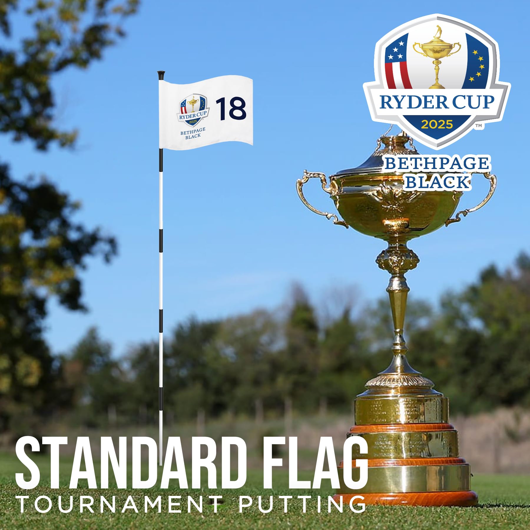 Standard-Golfflagge The Ryder 2025, Rohreinsatz, 35,6 x 50,8 cm, 420D Nylon, doppelseitig, ideal zum Üben von Putting Green, Driving Range, Course, Club, 1 Stück