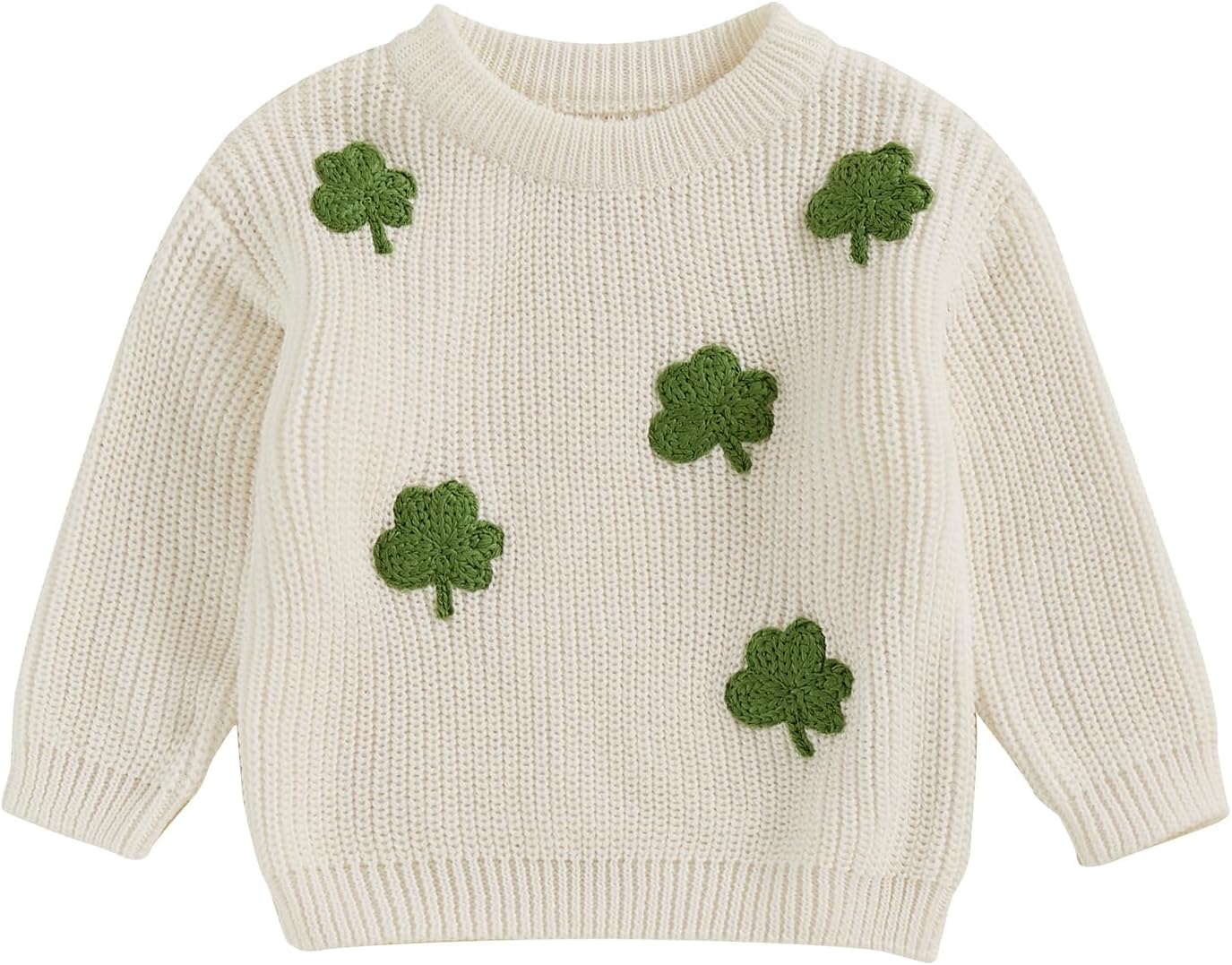 Baby Girl Boy Sweater Toddler Infant Newborn St Patricks Day Outfit Shamrock Knit Oversized Crewneck Pullover