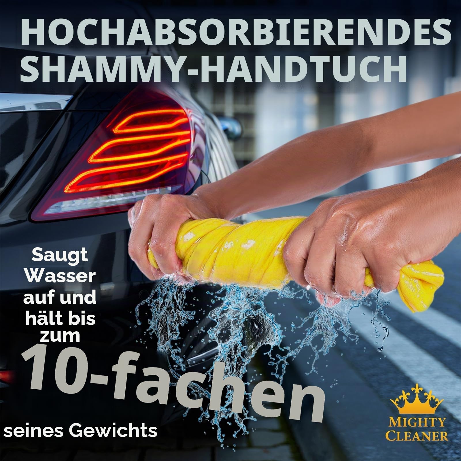 Mighty Cleaner Premium Fensterleder zum Trocknen von Autos, 66 x 43,2 cm, super saugfähiges, wiederverwendbares Shammy-Handtuch für das Auto + Aufbewahrungsröhre, kratzfreies Auto-Handtuch