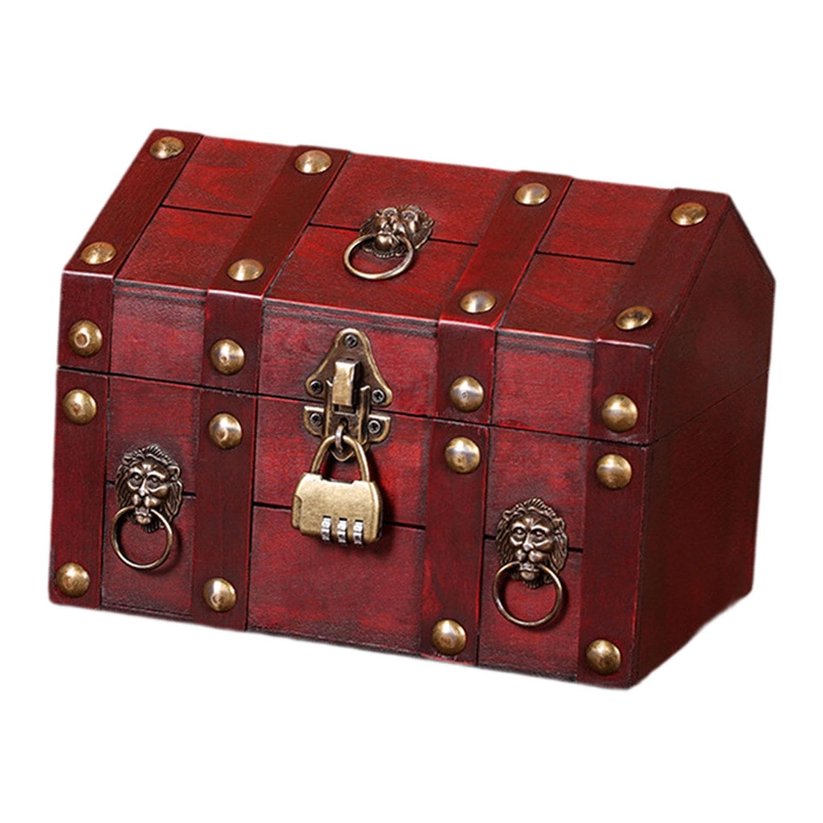 ECOMISTIQ®Pirate Treasure Chest with Combination Lock Wooden Creative Decorative Trunk Red|Home & Garden | Furniture | Trunks & Chests-image-25