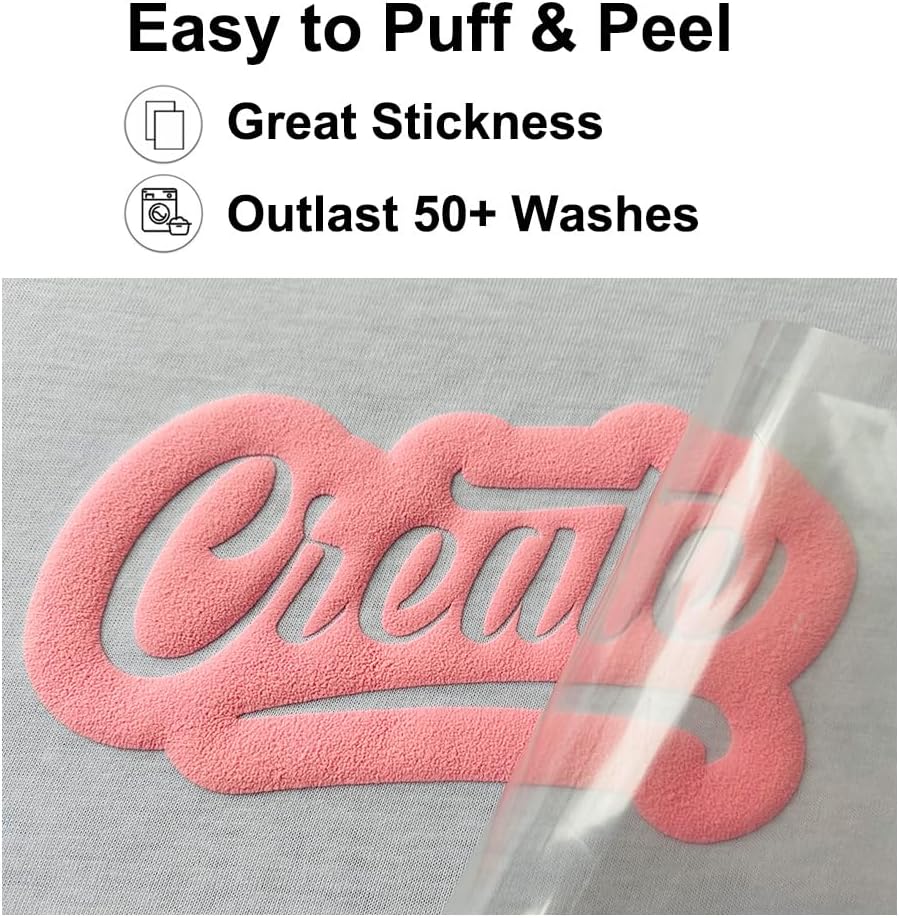 Orange Puff Vinyl Heat Transfer HTV, 5PCS Orange Puff Vinyl for T-Shirt, Great Adhesion and Puffy Effect