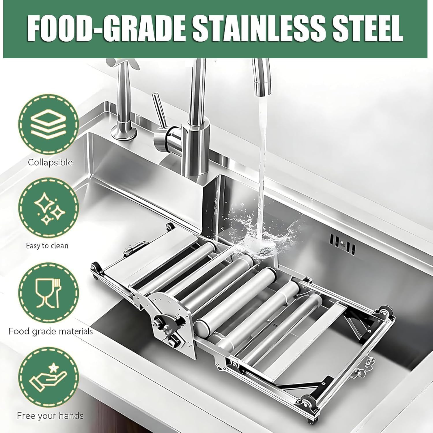Sfogliatrice Elettrica Pieghevole per Pasta, 40x17,7 Pollici, Spessore Regolabile 0,07 A 1,18 Pollici, Sfogliatrice Elettrica in Acciaio Inossidabile, avanti/Indietro Automatico