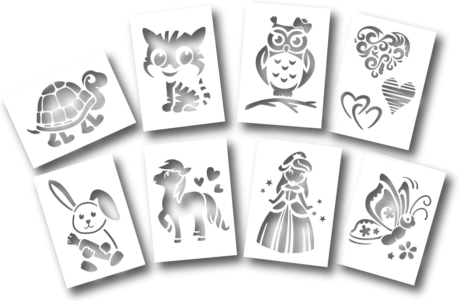 Airbrush Stencil Set L, Sweeties Stifte, 8 Designs, Reusable, Ages 4+