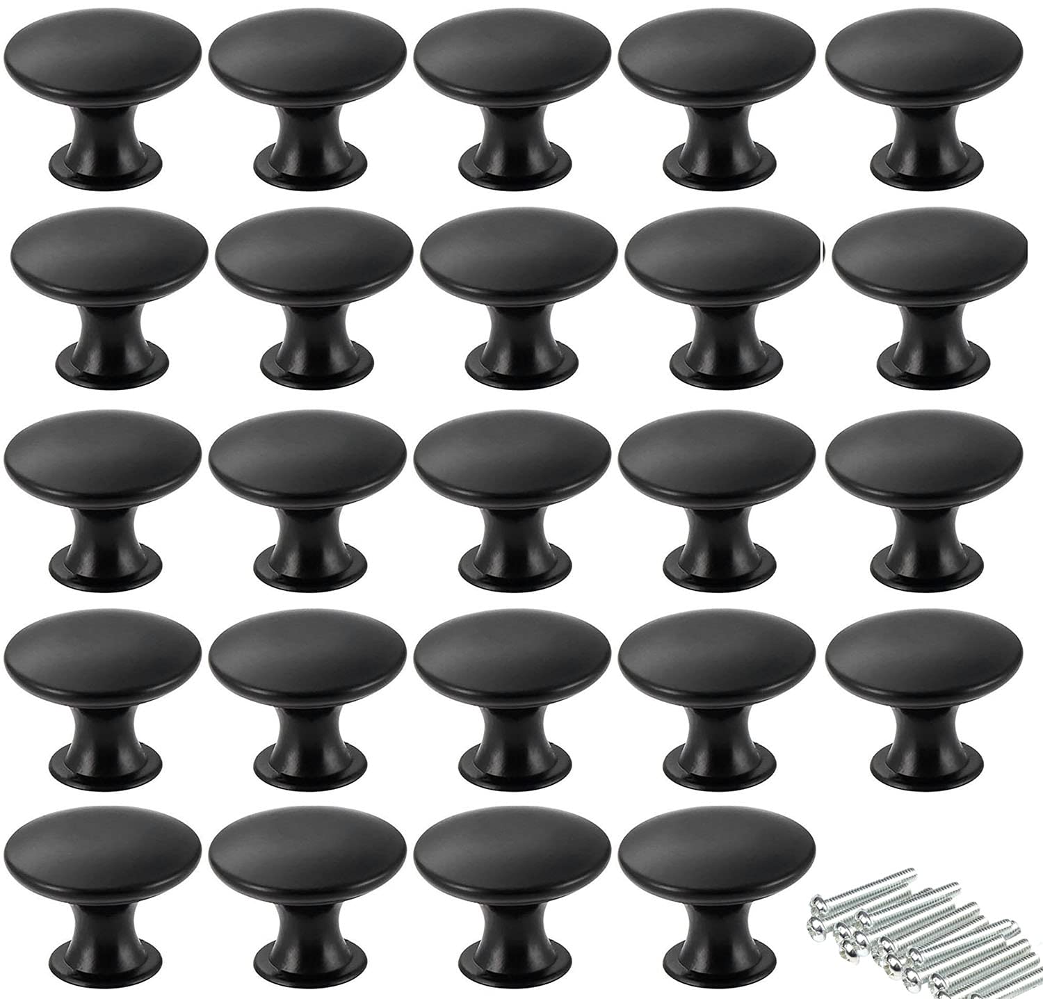 abcGoodefg Vintage Antique Bronze Knobs Handle Pulls 30mm Brass Round Knobs for Cabinet Drawer Kitchen Bathroom Cupboard Home Office Furniture (24, Black)