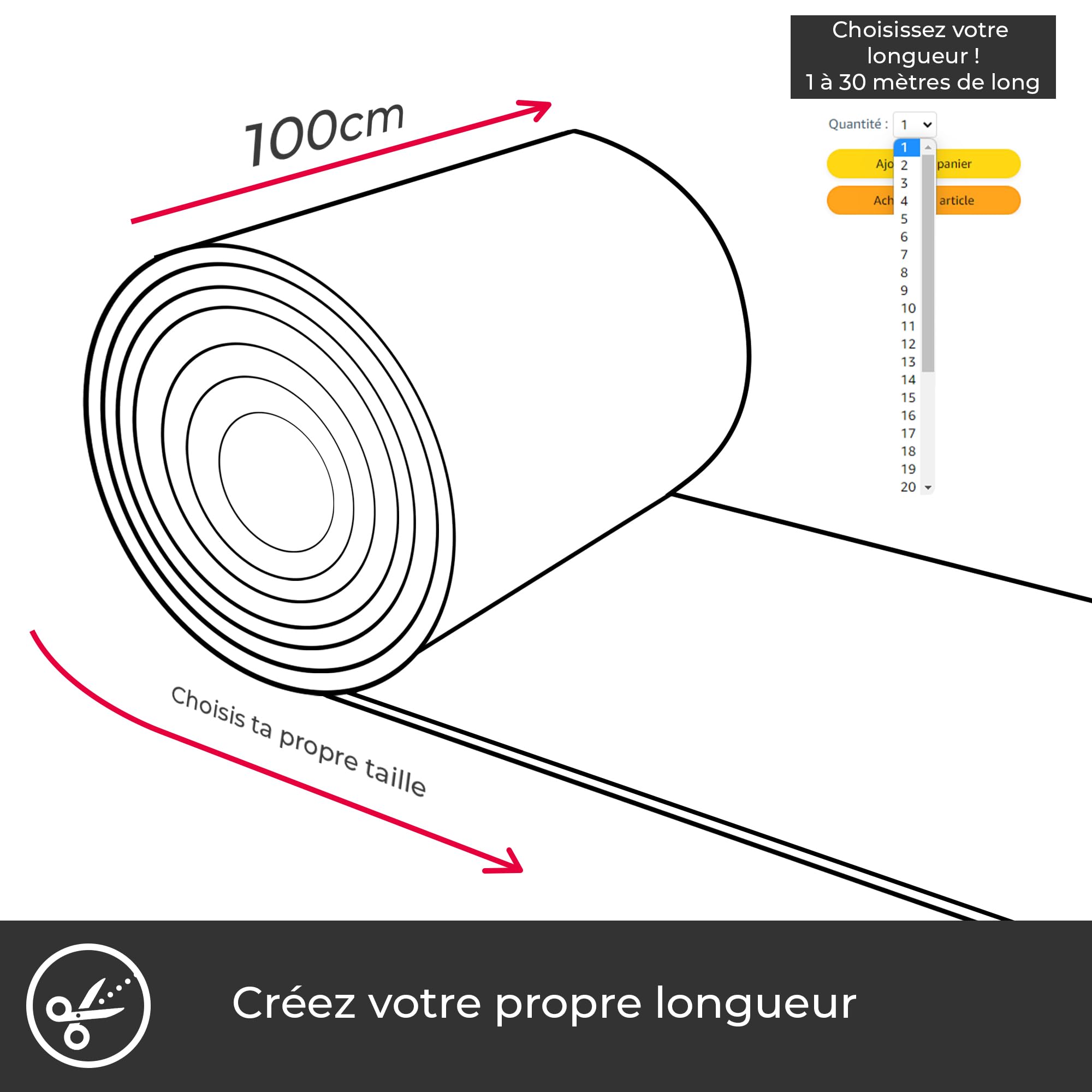 Tapis caoutchouc strié - L (Largeur 100cm)