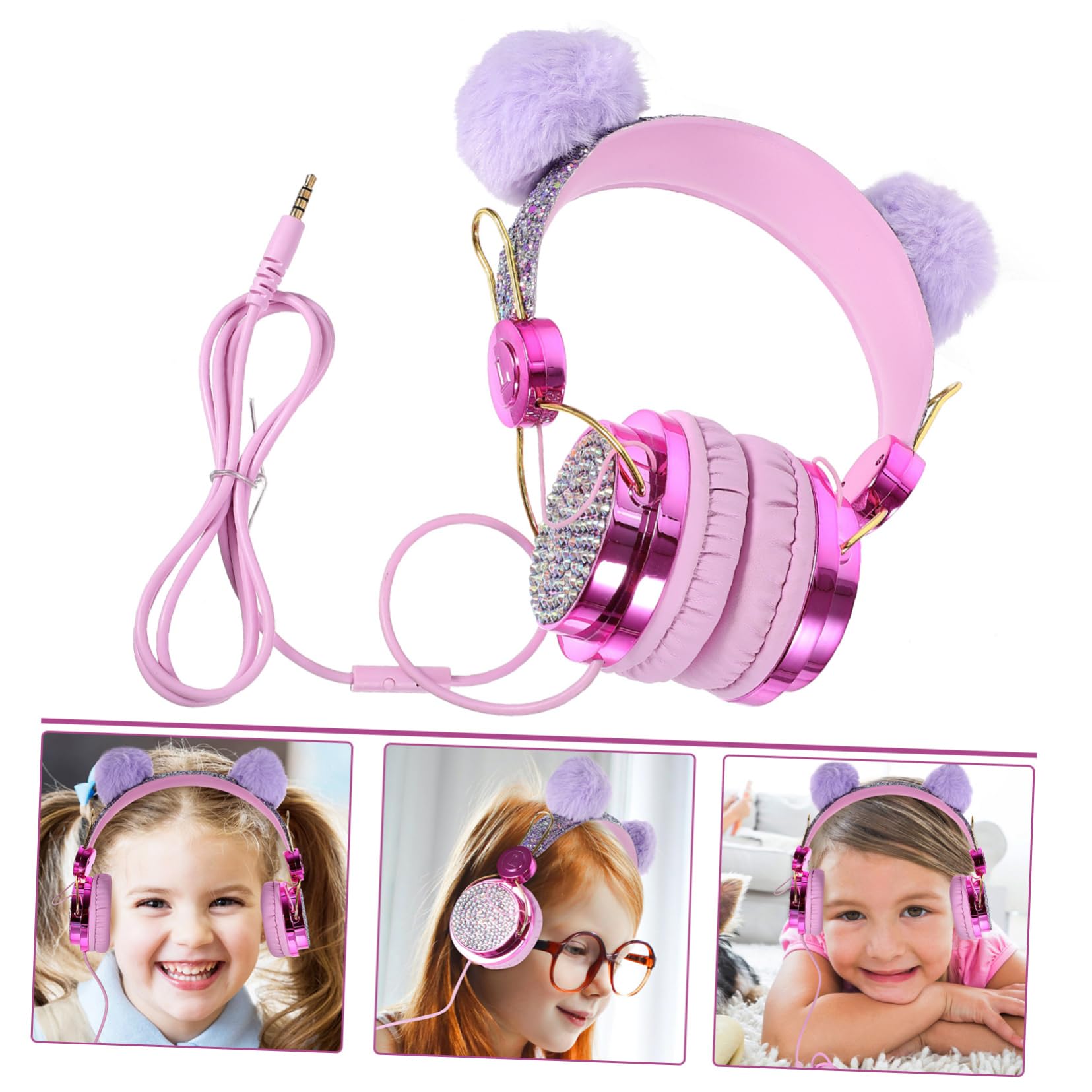 DOITOOL 3 Cuffie Per Bambini Auricolari in Peluche Volume Regolabile Per Ragazze E Ragazzi Per Uso Scolastico E Domestico