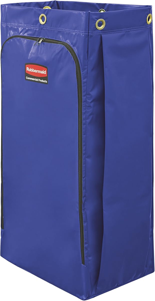High-Capacity Cleaning/Utility Cart Bag, 34-Gallon, Blue, Compatible with Rubbermaid Cleaning Carts