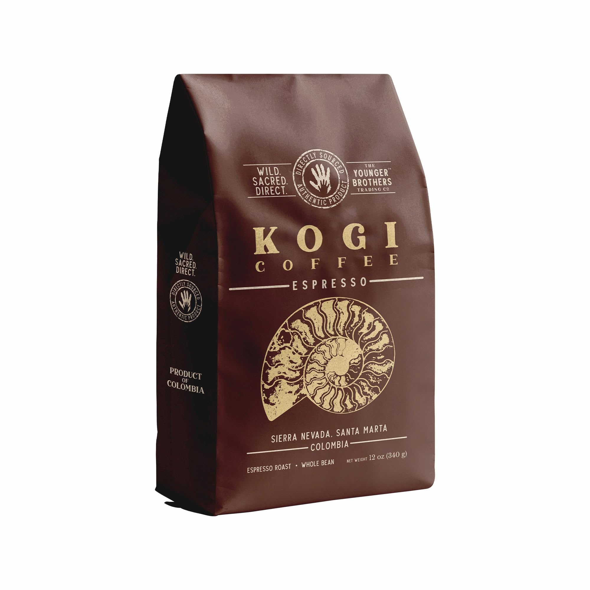 The Younger Brothers Trading Co. Kogi Coffee | Indigenous Wild Grown Whole Bean | Ethically Sourced Single Origin Colombian Coffee | Kogi Espresso Roast | (12oz Bag)