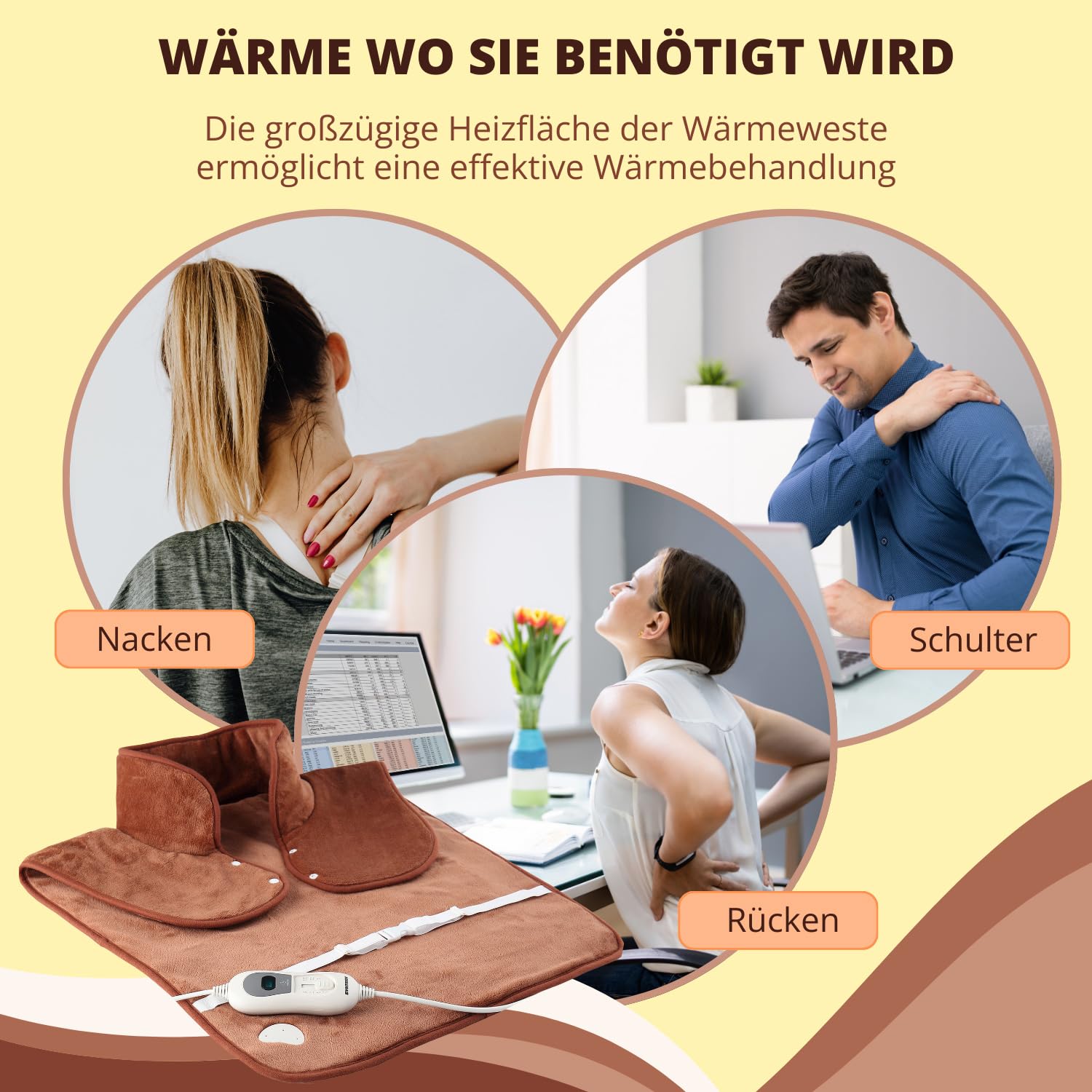Syntrox Germany Wärmegürtel für Rücken Hainas | Rückenwärmer | Nackenwärmer Heizweste, Wärmebehandlung, Temperaturstufen, Überhitzungsschutz, Wellness-Produkt, Entspannung zu Hause