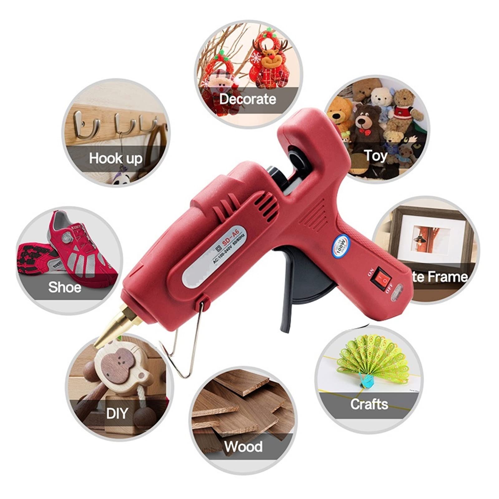 Pistolet à Colle Chaude pour l'artisanat Pistolet à Colle thermofusible Double Puissance 60/100W 11mm Stick Big HandTool Outils de décoration de Noël pour Le Bricolage à la Maison