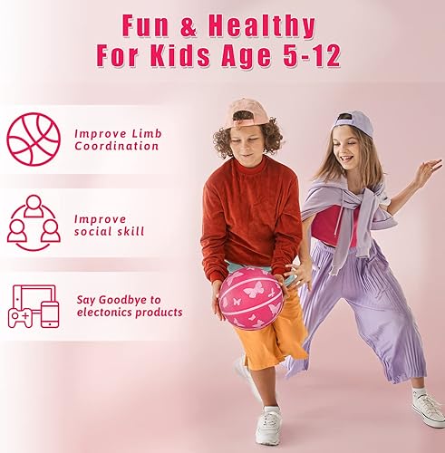 Miniatura 3 de Basketballs Size 5 for Girls, with A Storage Bag, Durable Soft Touch Rubber 27.5inches Basketball for Youth Kids Skills Practicing Outdoor Back to