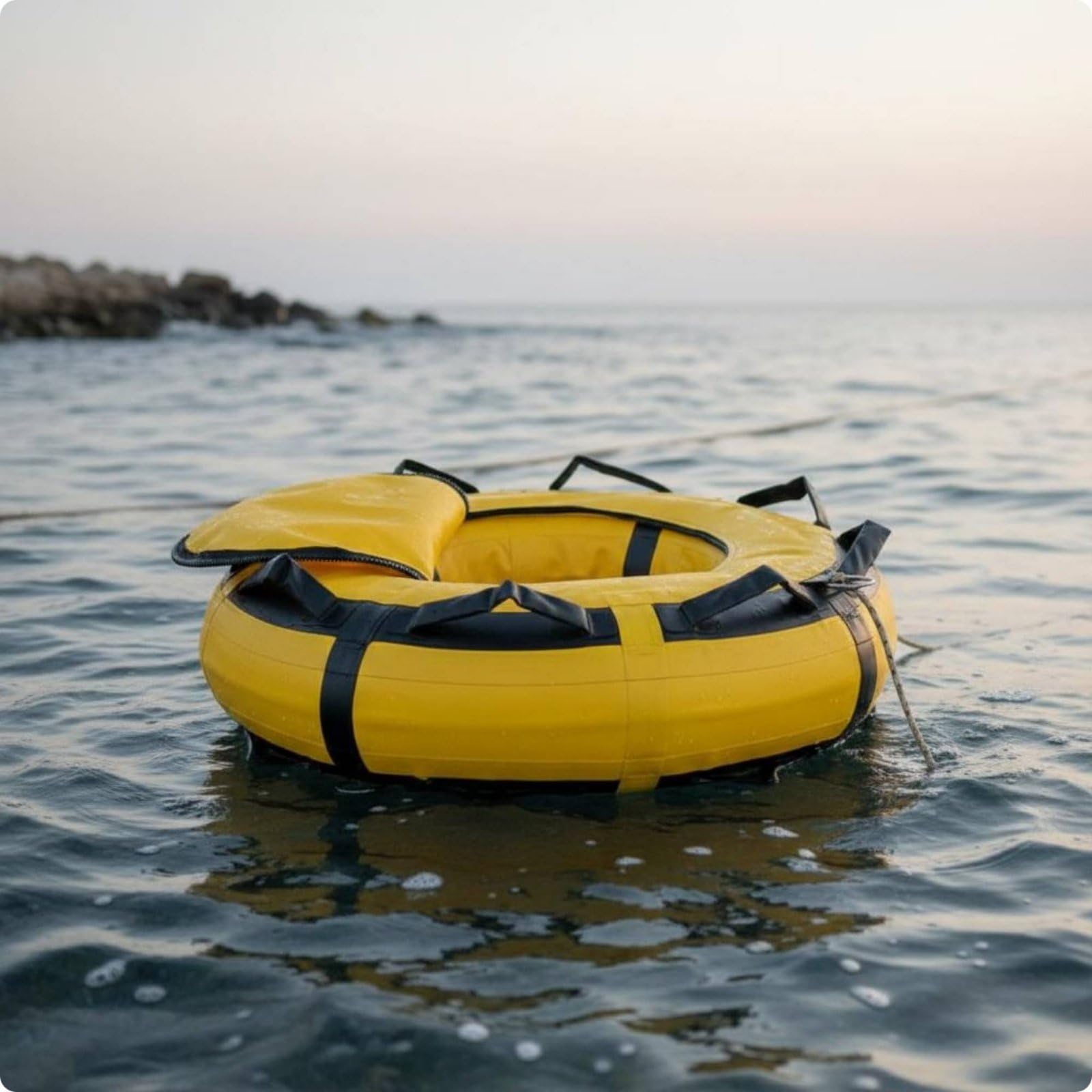 Segnalatore Subacqueo Gonfiabile Galleggiante Giallo con Maniglie Rinforzate per Marcatura Posizione in Superficie atto per Immersioni destramento in Mare