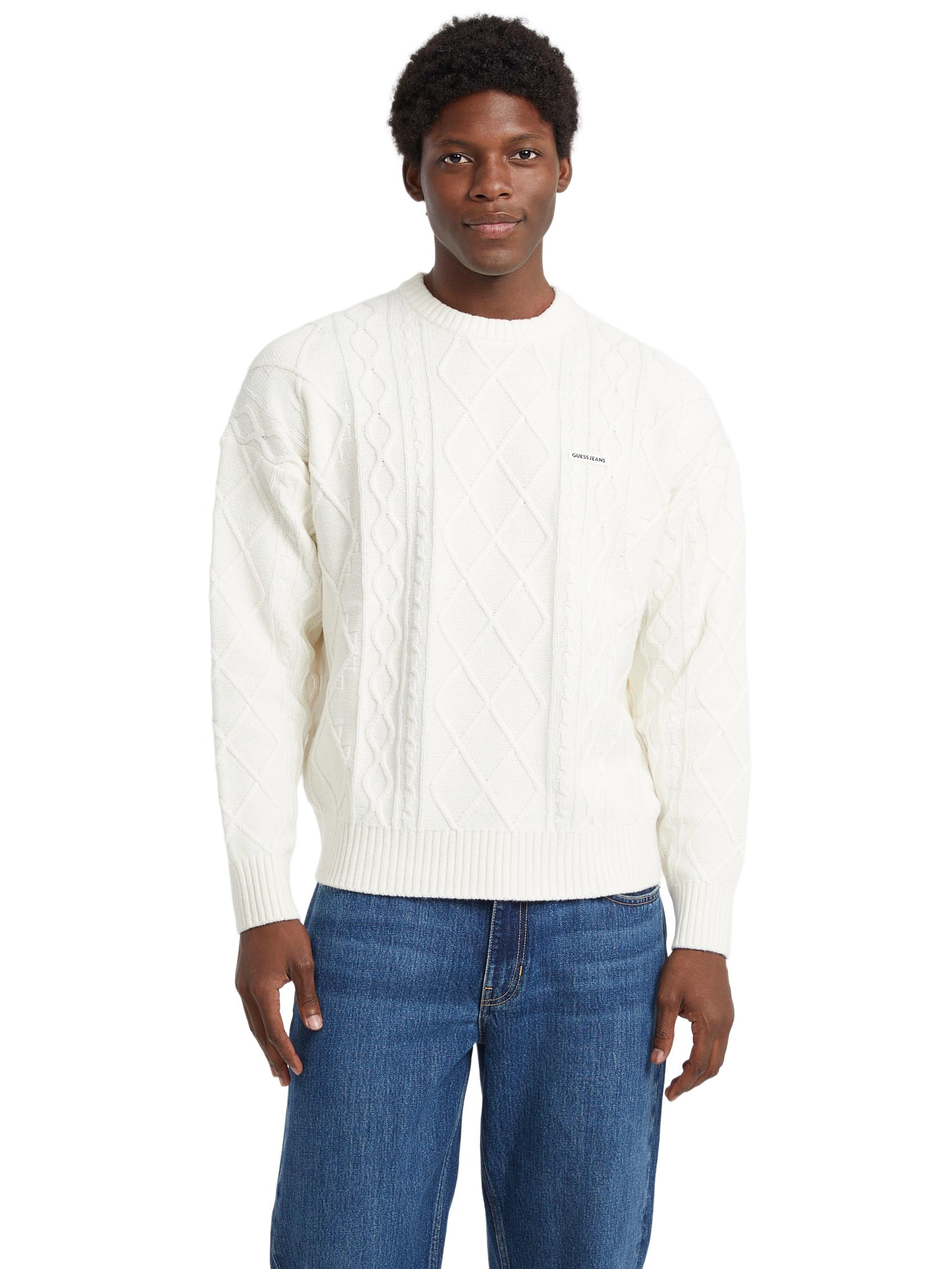 Maglione Girocollo Guess Uomo In Cotone E Lana | Modello GJ Cable M5BR04Z0561 | Manica Lunga, Misto Cotone-lana-poliammide