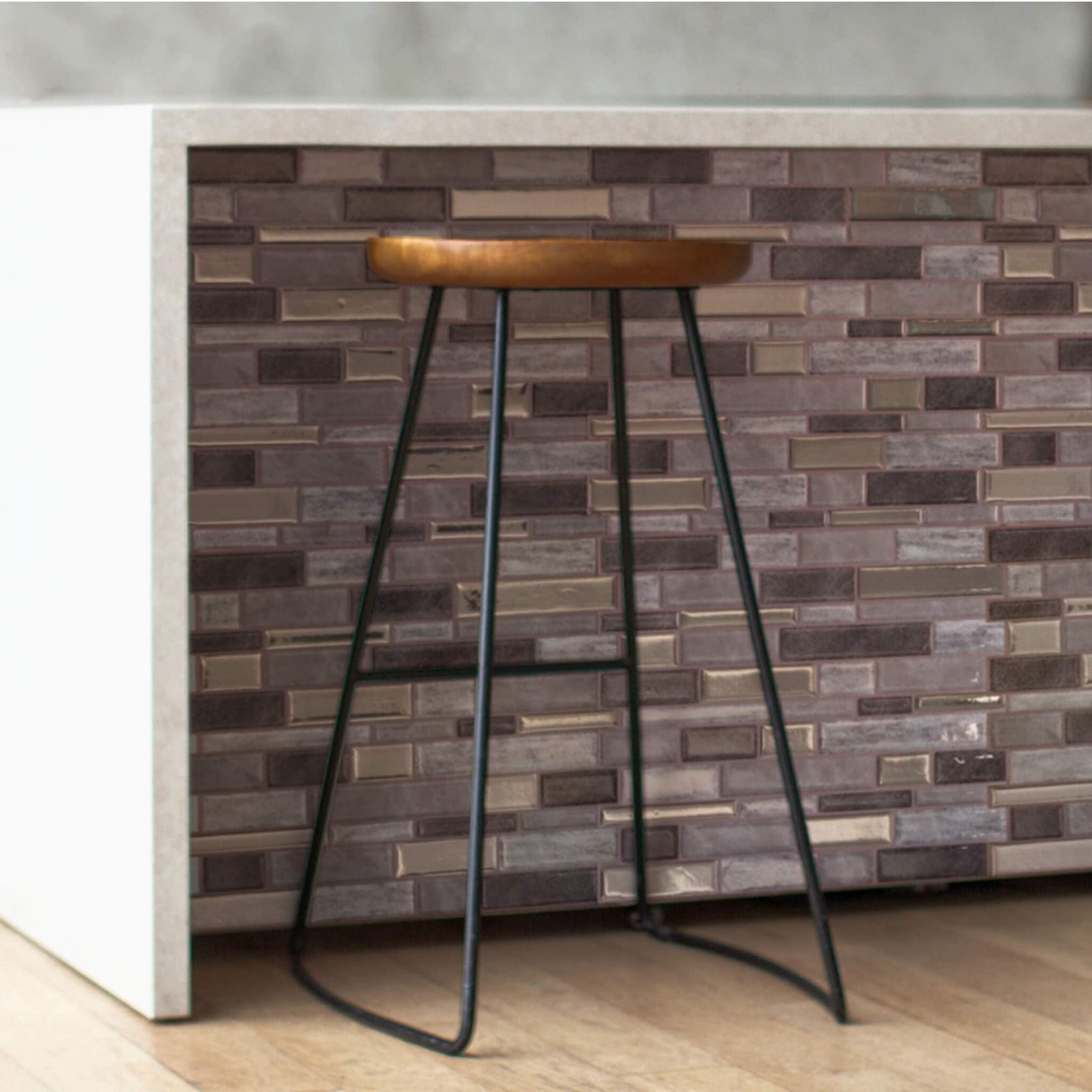 Main Street Creations 4-Sheet Kitchen Backsplash Tiles Peel and Stick. Renter Friendly Backsplash in Earth and Grey Mosaic Design. Self Stick Wall Tiles for Your Home and Art Projects.