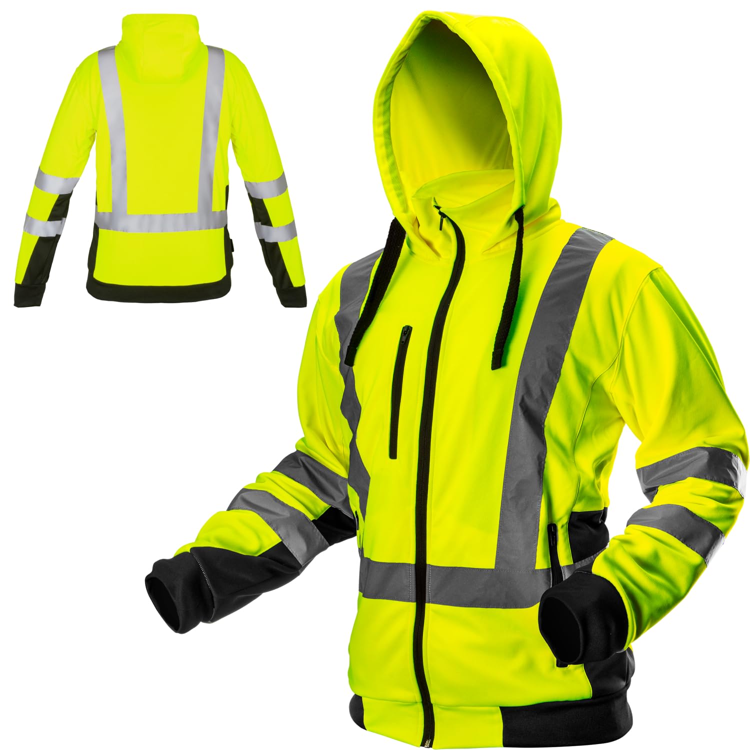 URG Fleece waarschuwingsjas Winterjas veiligheidsjas werkjas Geel (POL-HSV-Y), geel, L
