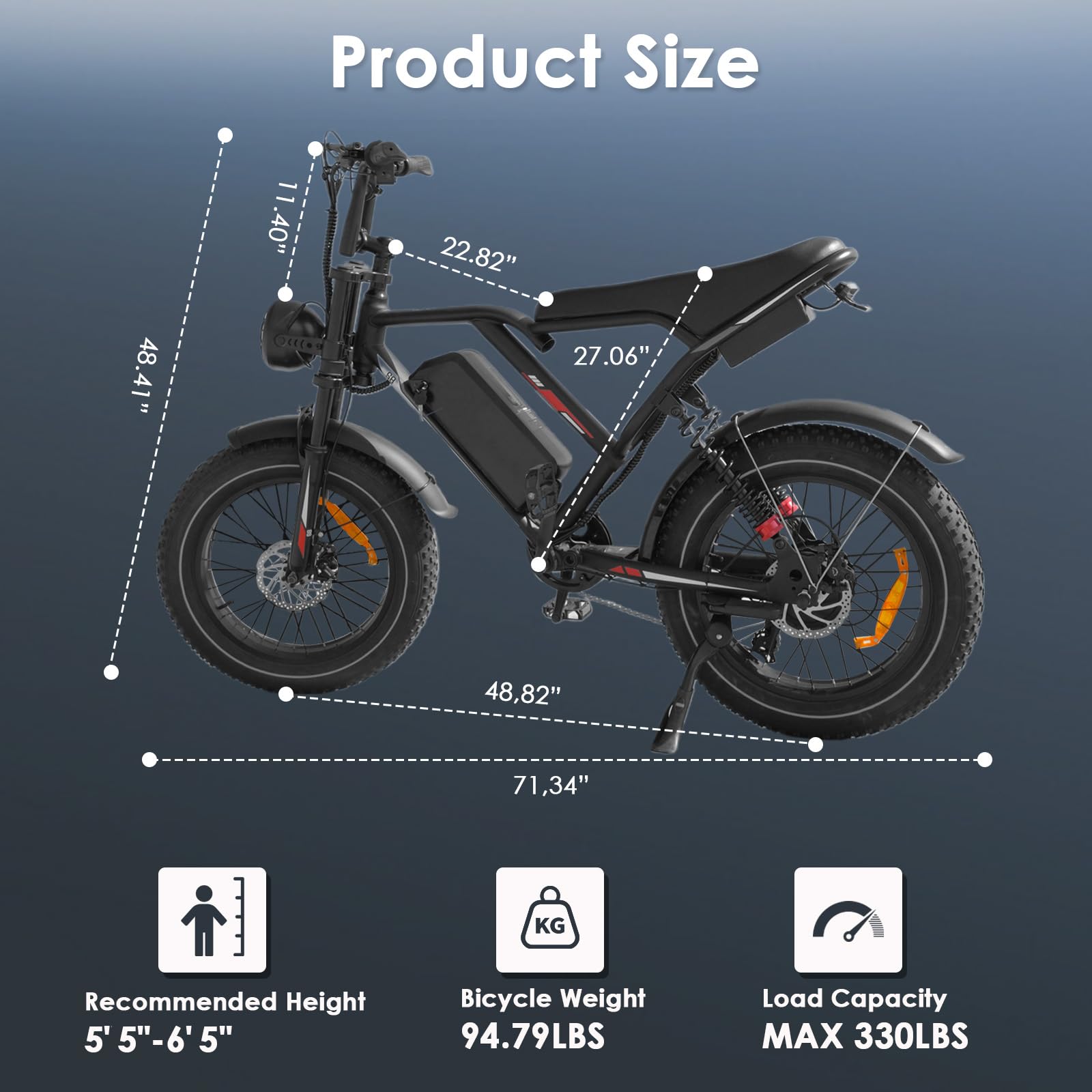 EGGKING Bicicletta Elettrica 20" x 4.0 Fat Tire, Doppia Sospensione e 7 Velocità Bici Elettrica, E-Bike per Adulti, Batteria Rimovibile 48V 17.5 Ah, Display e Controllo APP