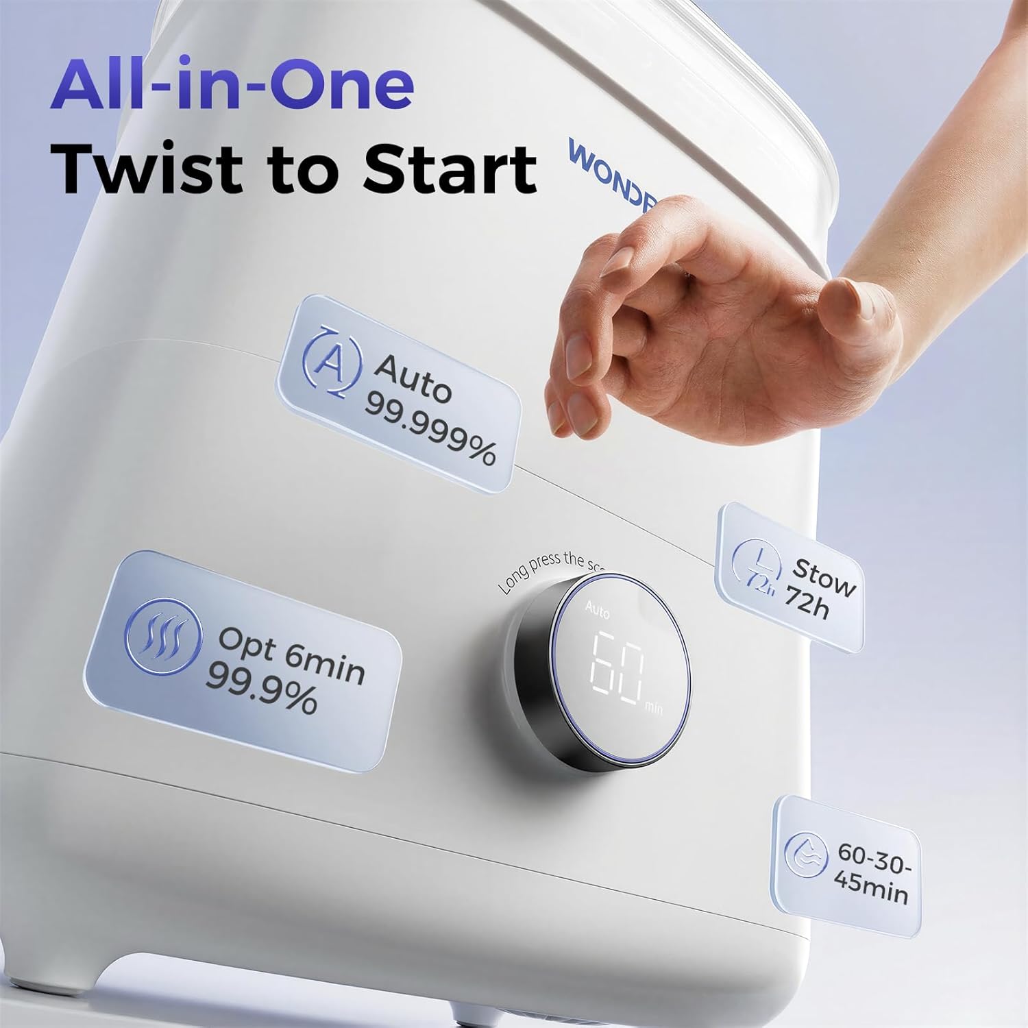 Bottle Sterilizer and Dryer, 99.999% Deep Sterilization, 6-min Rapid Disinfection, Up to 12 Bottles, HEPA Filter, All-in-One for Baby Bottles, Breast Pump Parts & Newborn Essentials