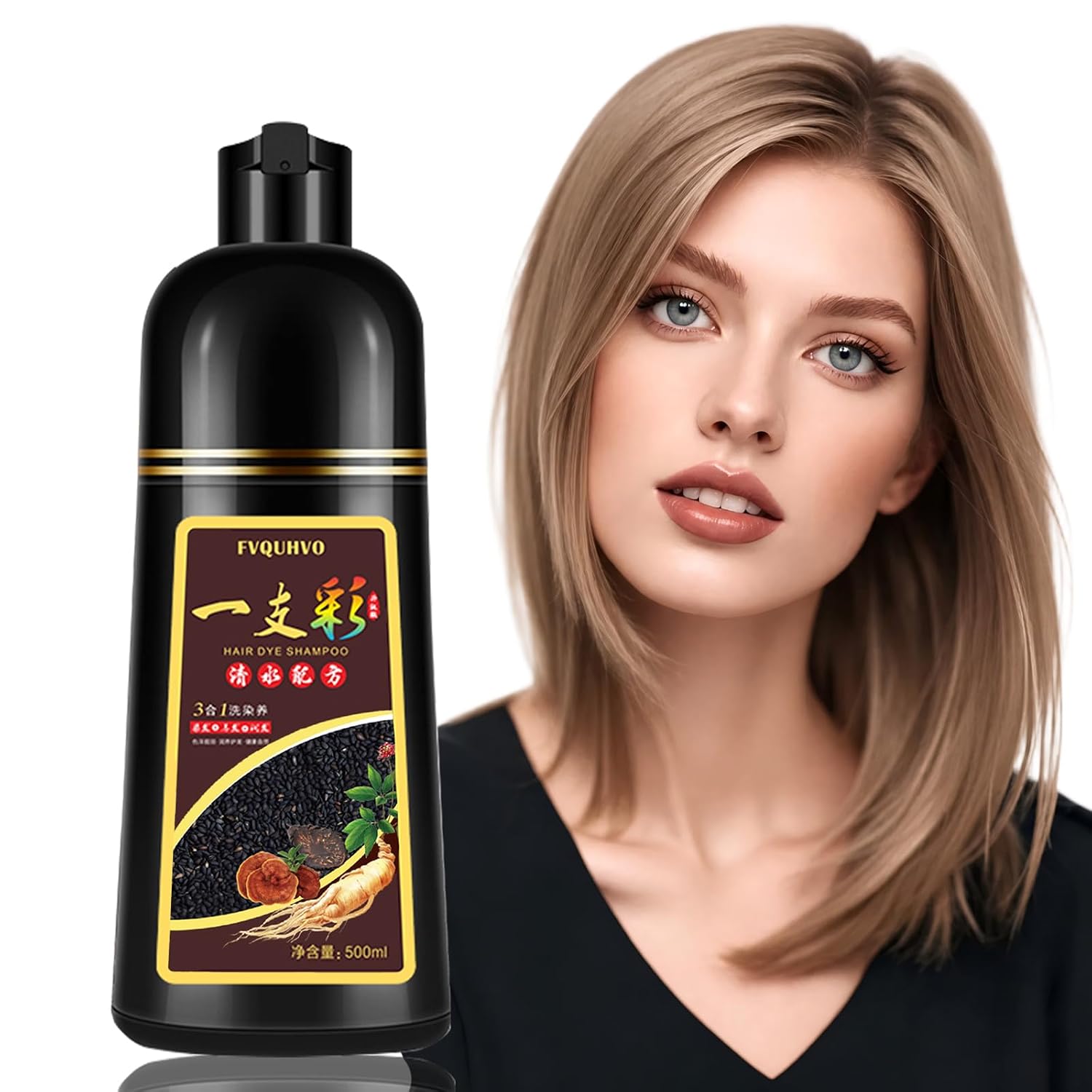 Light Brown Hair Dye Shampoo 3 in 1, Instant Hair Color Shampoo, Long Lasting Brown Hair Dye, Herbal Color Shampoo Hair Dye, Easy to Use Brown Hair Shampoo