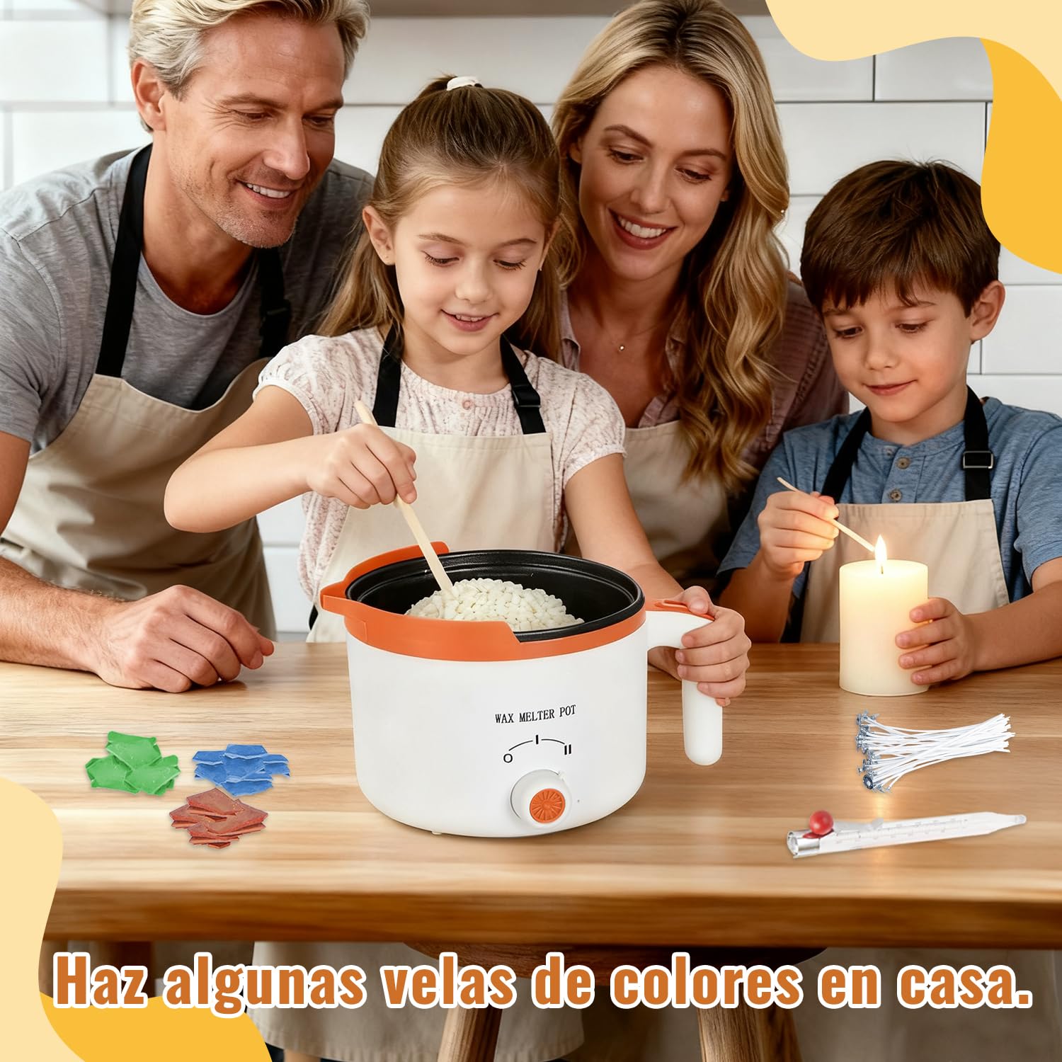 Ksedcon Olla Eléctrica de Fusion para Velas Fundidor de Cera para Velas con Interruptor Giratorio, Olla para Derretir Cera Antiadherente Pequeña con Resistencia Al Calor