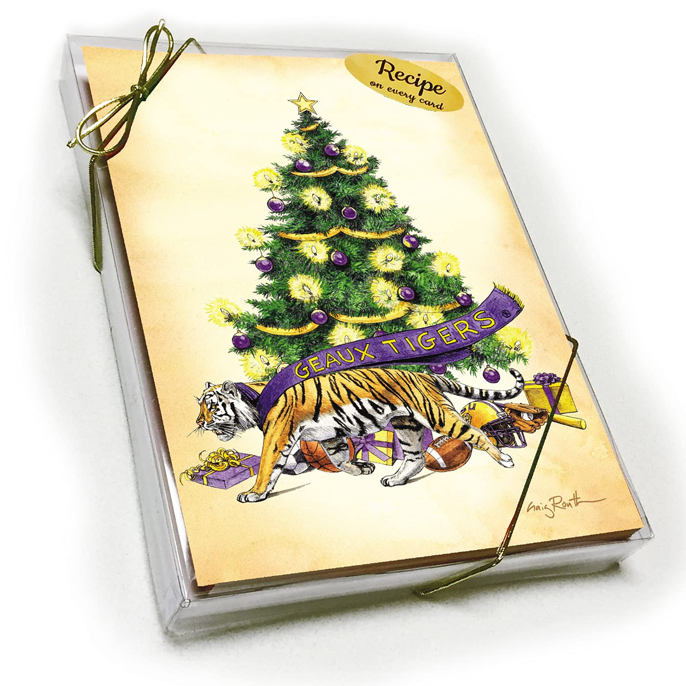 LSU Christmas Card with Recipe - Geaux Christmas Tree
