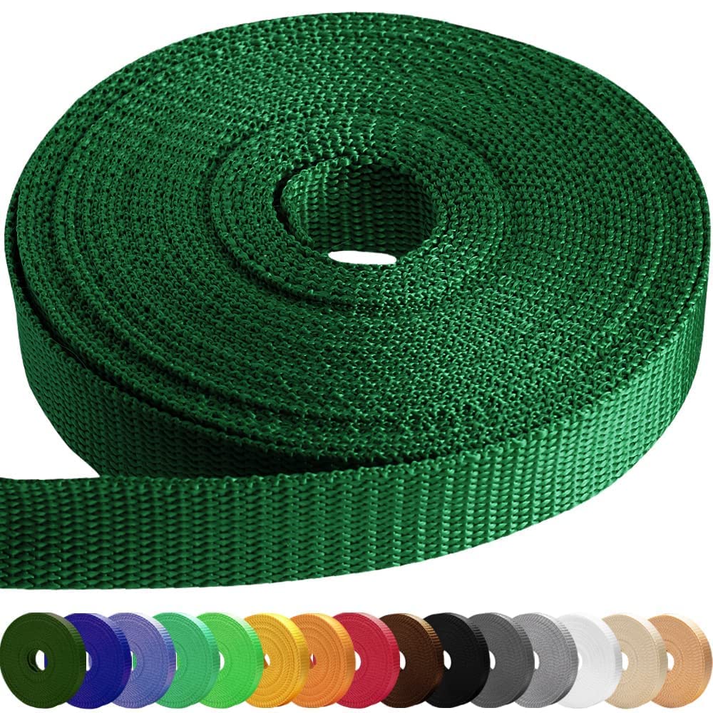 TECEUM 1" 10 Yards Webbing Strap, Emerald Green Heavy Duty Craft Tape