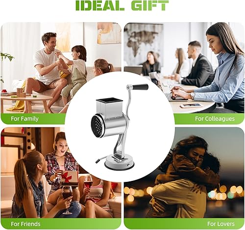 Miniatura 7 de Rallador giratorio 5 en 1 con base de ventosa, rallador manual giratorio de verduras con base de ventosa, 5 cuchillas afiladas de acero inoxidable