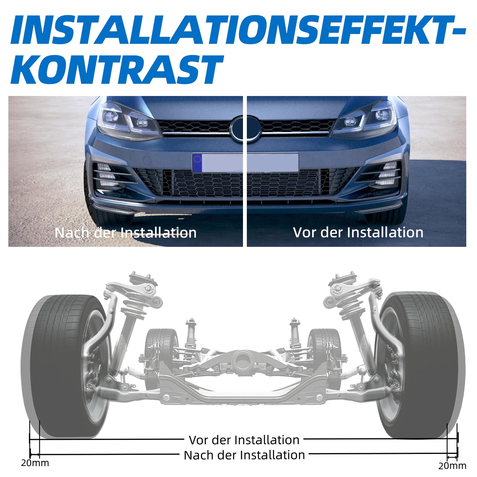 2x20mm Spurverbreiterung 5x100 & 5x112 Dual PCD 57,1mm Mittenloch inkl. M14x1,5 Radschrauben Schwarz für VW Golf Audi Seat Leon Skoda Octavia, schwarz.