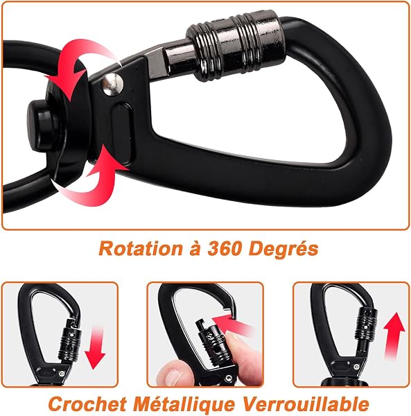 Longe pour Chien, 1,2M/ 1,5M/ 2M/ 3M/ 5M/ 10M/ 20M/ 30M Laisse de Dressage pour Chien, Long Laisse avec Poignée Rembourrée pour Petits, Moyens et Grands Chiens - 3