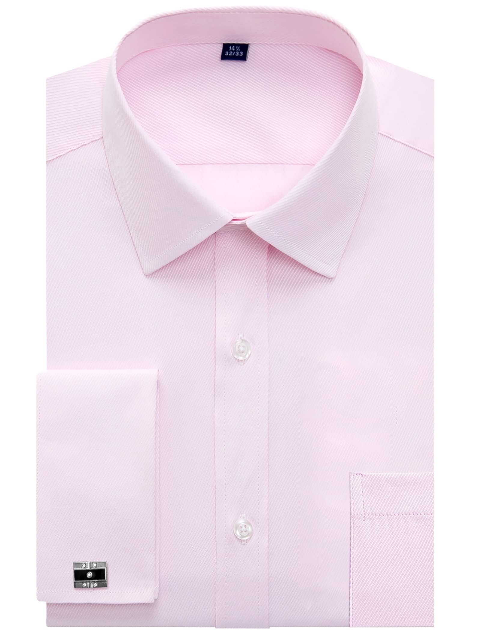 J.VER Men's French Cuff Dress Shirts Regular Fit Long Sleeve Spread Collar Metal Cufflink