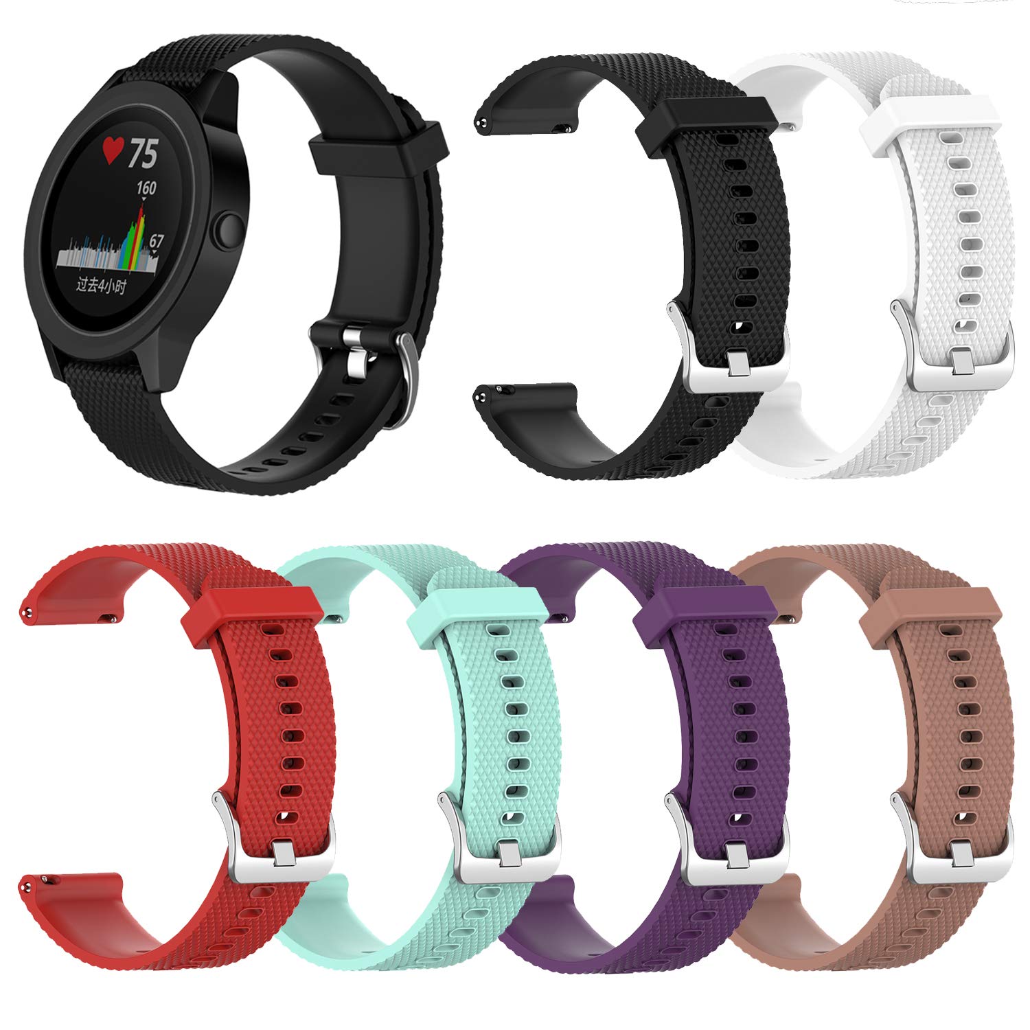 Bands Compatible with Garmin Approach S42 S40 Watch Band, Soft Silicone Watch Straps Quick Release Replacement Bands for Garmin Approach S40 S42 Smartwatch-image-27