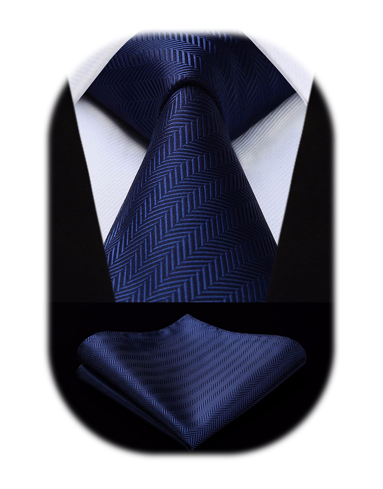 HISDERN Mens Ties Solid Color Tie and Pocket Square Set Classic Woven Formal Neckties & Handkerchief Wedding Party