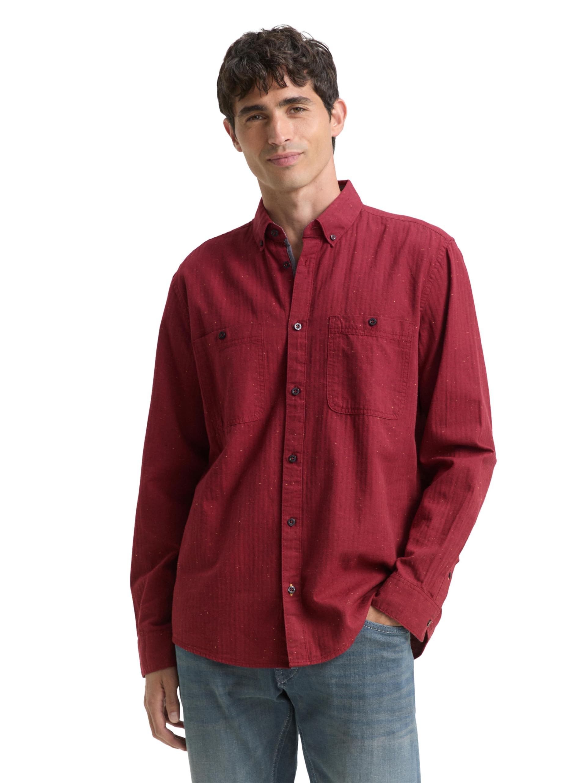 TOM TAILOR Herren Regular Fit Hemd in Melange-Optik