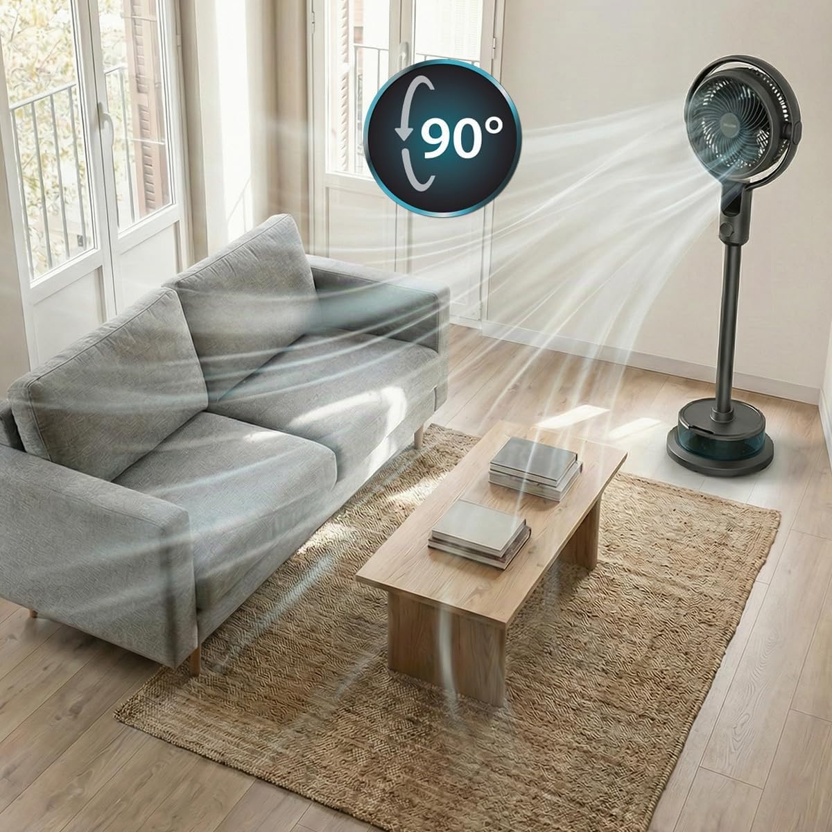 Cecotec Ventilatore Nebulizzatore a Piantana EnergySilence 390 Freshessence Ace. 50W, 1,65L, Telecomando, 8 Velocità, Oscillazione Automatica, Display Touch LED, Timer, Sollievo Immediato
