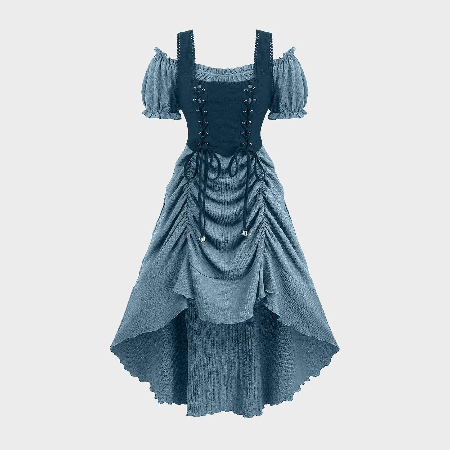 Halloween Dresses 2025 Women Renaissance Steampunk Dress Off Shoulder Ruffle Asymmetric Dress