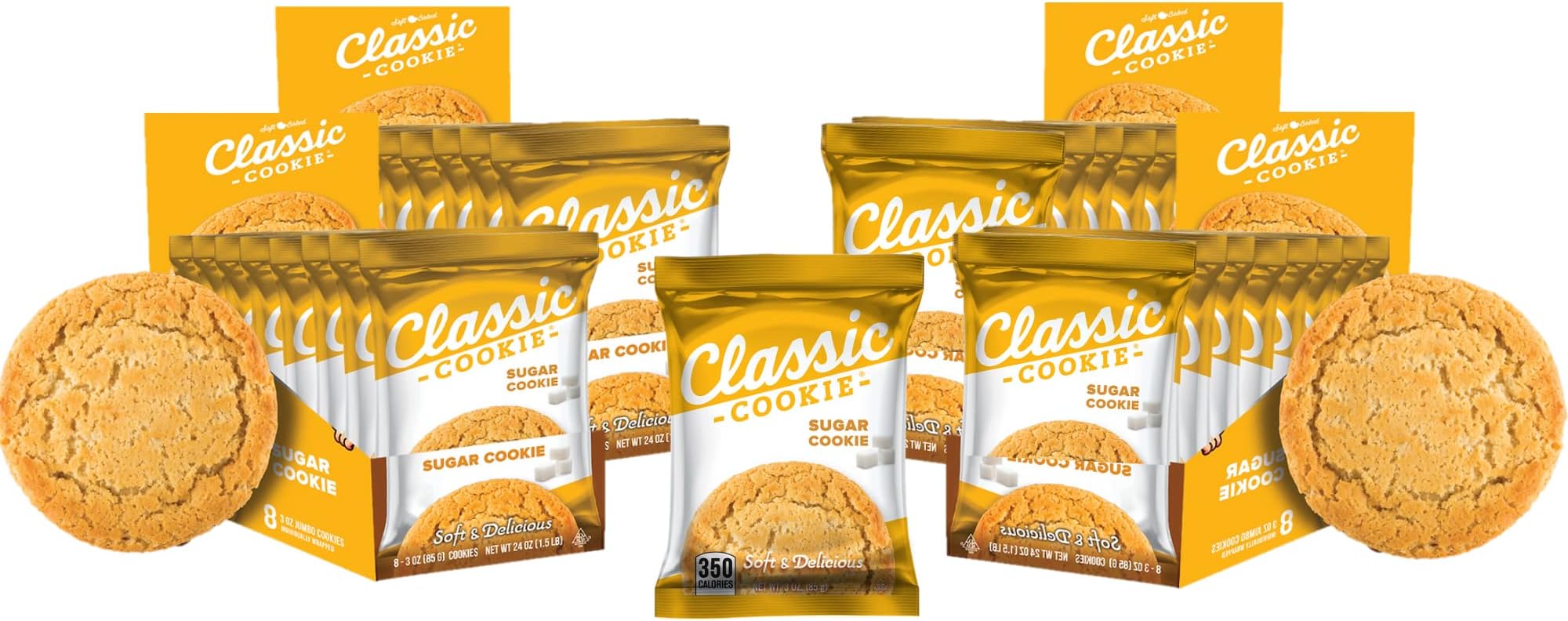 Classic Cookie Soft Baked Sugar Cookies, 4 Boxes, 32 Individually Wrapped Cookies