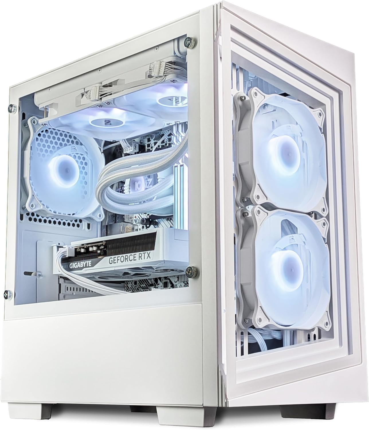 ionz Gaming PC - Desktop Computer, Ryzen 5 7600X, Radeon RX9060 XT, 32GB DDR5 RAM, 1TB NVMe SSD, 240mm AIO, 600W 80+ PSU, Windows 11, Wifi | White - G1 — view 7