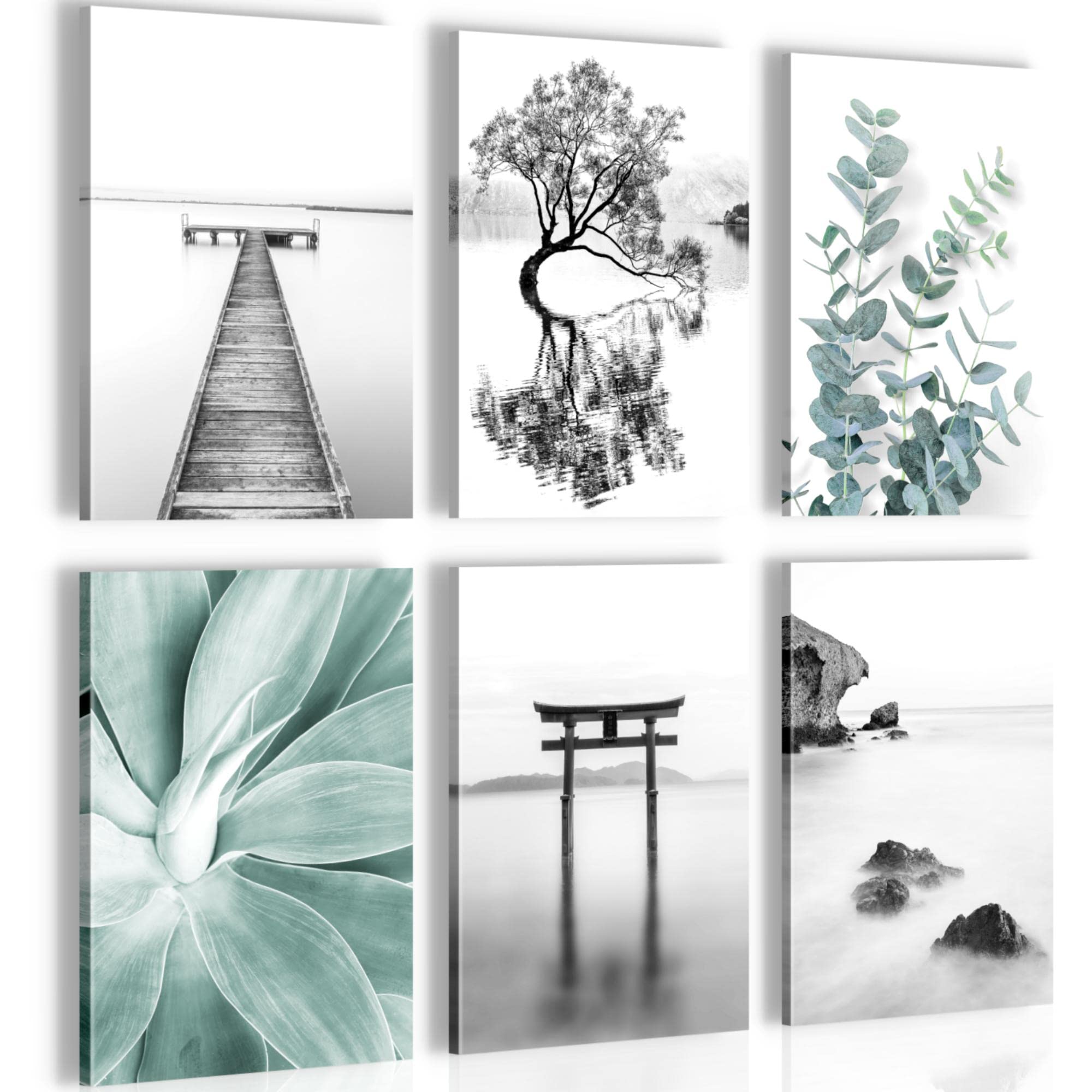 Canvas Asia Zen See - Completely Ready to Hang - Stylish Decoration - 6 Pictures Set - Living Room Bedroom N004464a