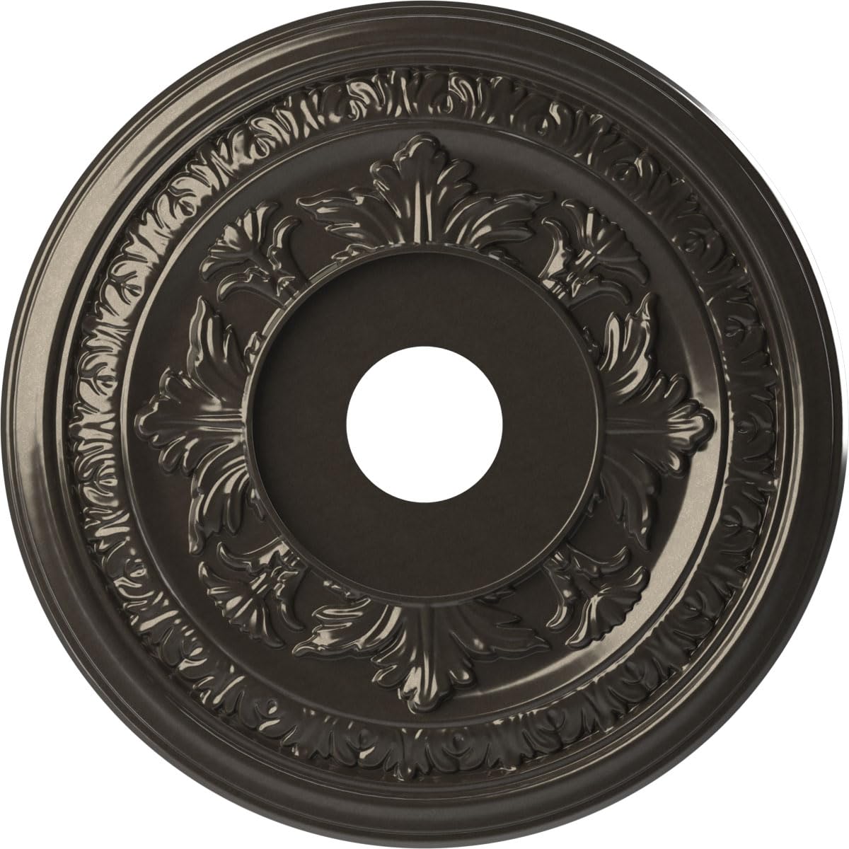 Ekena Millwork CMP19BACCH Baltimore Thermoformed PVC Ceiling Medallion (Fits Canopies up to 7 3/4"), 19"OD x 3 1/2"ID x 1"P, Metallic Charcoal